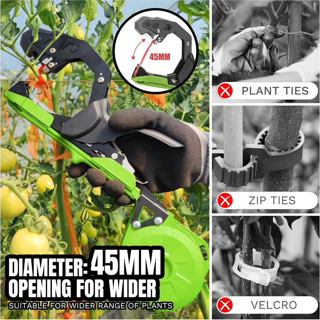 Cekegon Plant Tying Machine, 420g Tapener Tying Tool Plant Tying Tool | 20 Rolls Tape 10000pcs Staples Green
