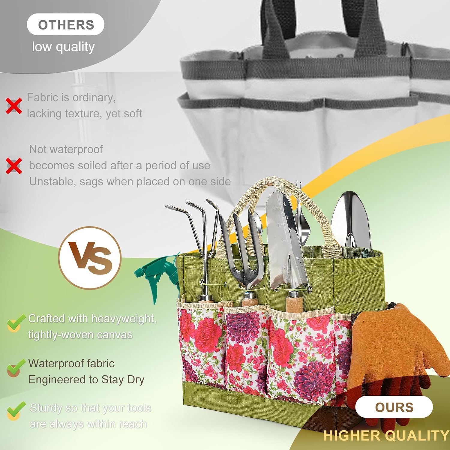 Garden Tool Set, 10 PCS Gardening Tools/Kit for Women,Gardener Gift | 10 PCS Gardening Essentials, Stainless Steel Hand