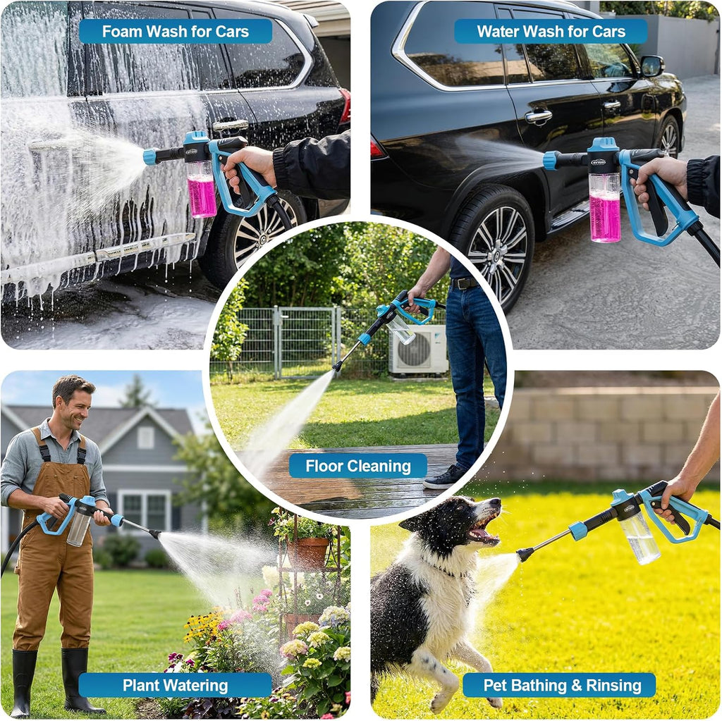 Car Wash Foam Gun for Garden Hose, with Microfiber Wash Mitt, Foam Sprayer | 3 spray modes & 50% higher water Pressure