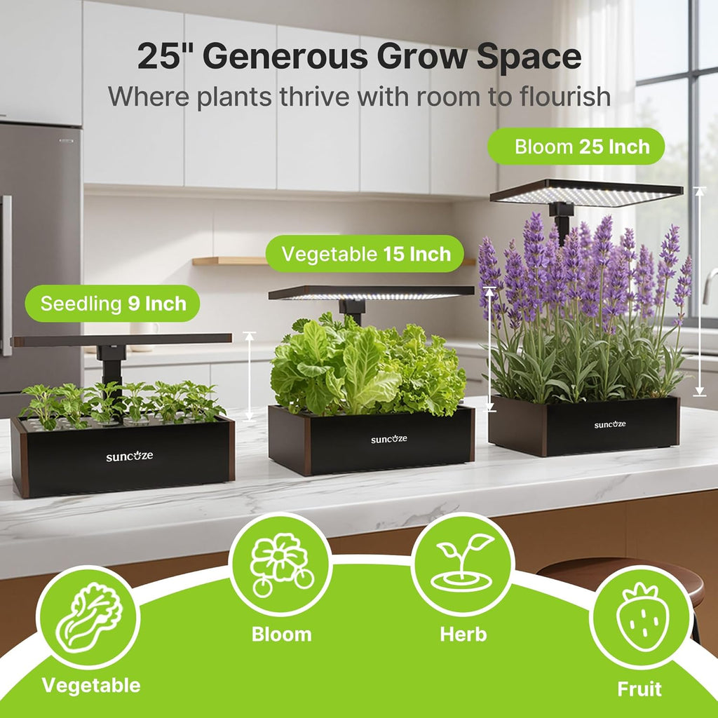 Hydroponics Growing System 20 Pods, 25" Adjustable Height, 10L Tank | Indoor Garden with 30W Dimmable LED Grow Light