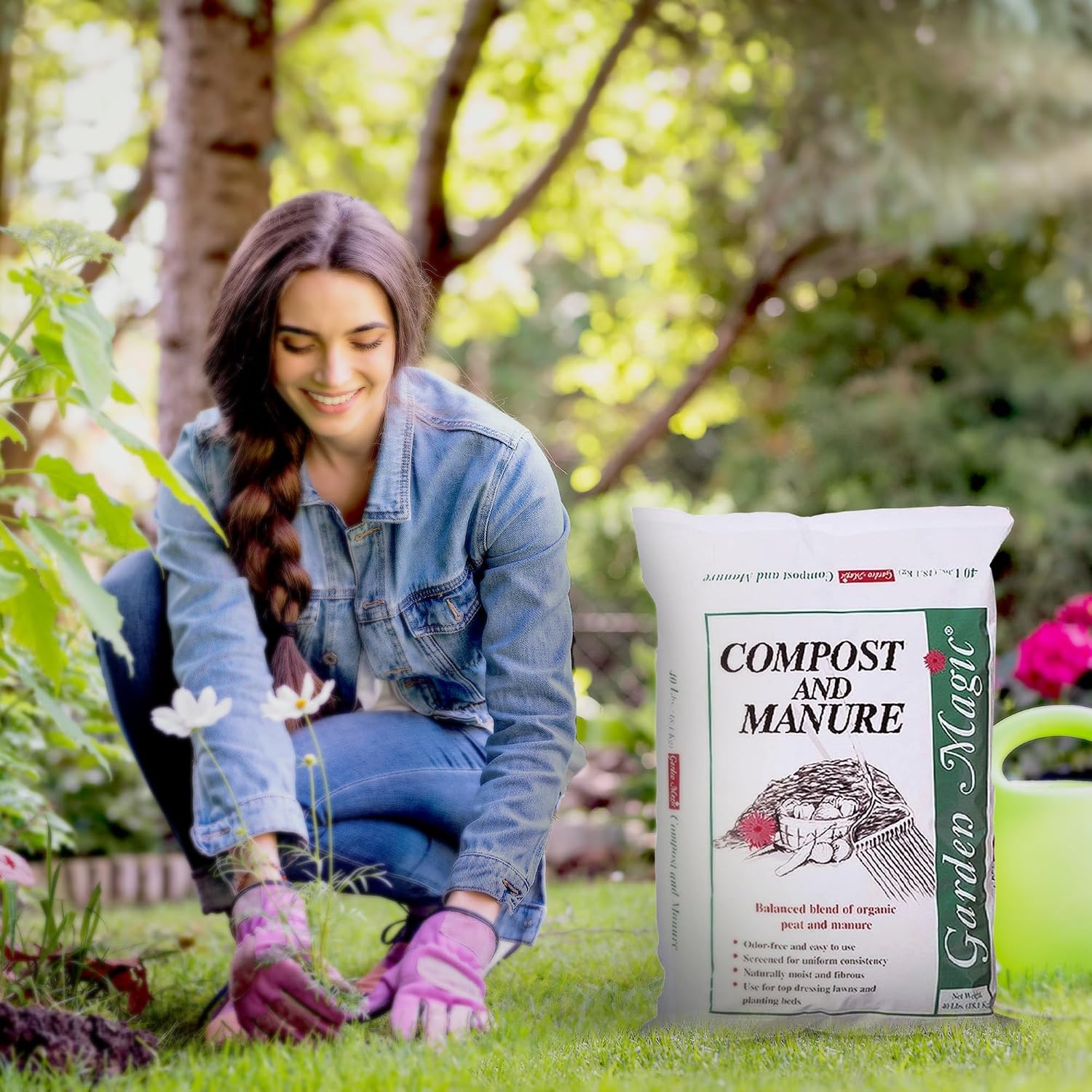 Michigan Peat 10-Pack Compost & Manure Blend, Garden Magic Mix w/Odor-Free Blend, 40 Lbs - Outdoor Lawn and Gardening