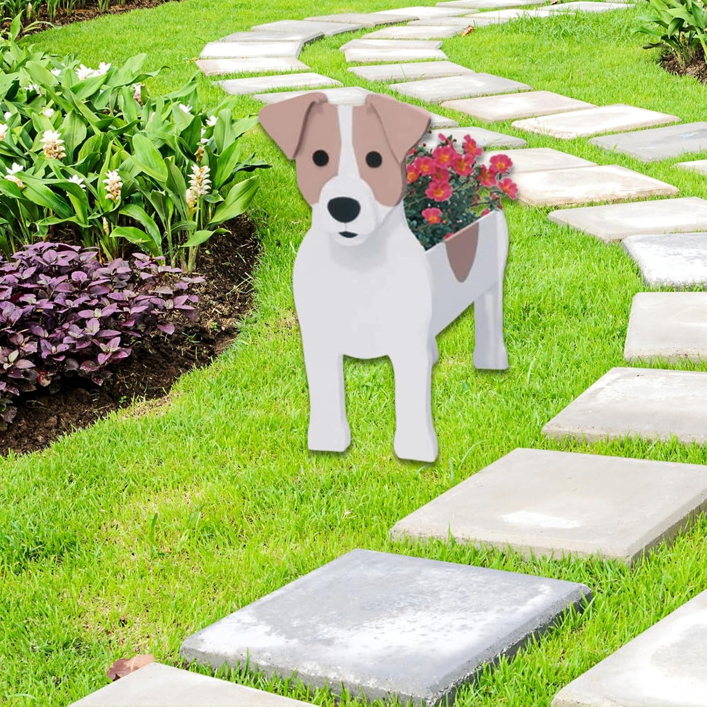 Jack Russell Dog Planter Pots, Animal Shaped Flower Pot | Cute Plant Gift for Women and Pet Lovers, Indoor Outdoor