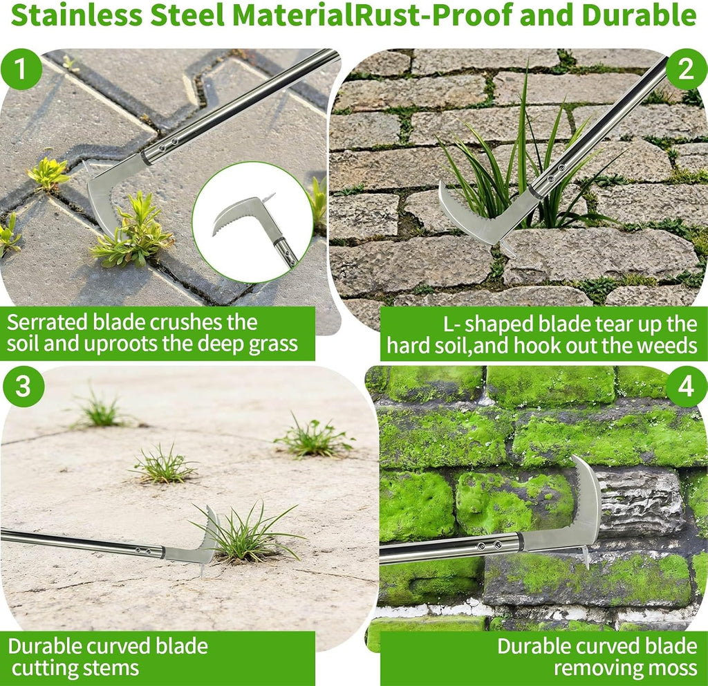 Weed Puller Crack Long Handle, Adjustable for Stand Up Height Garden Tools Patio Sidewalk Driveway