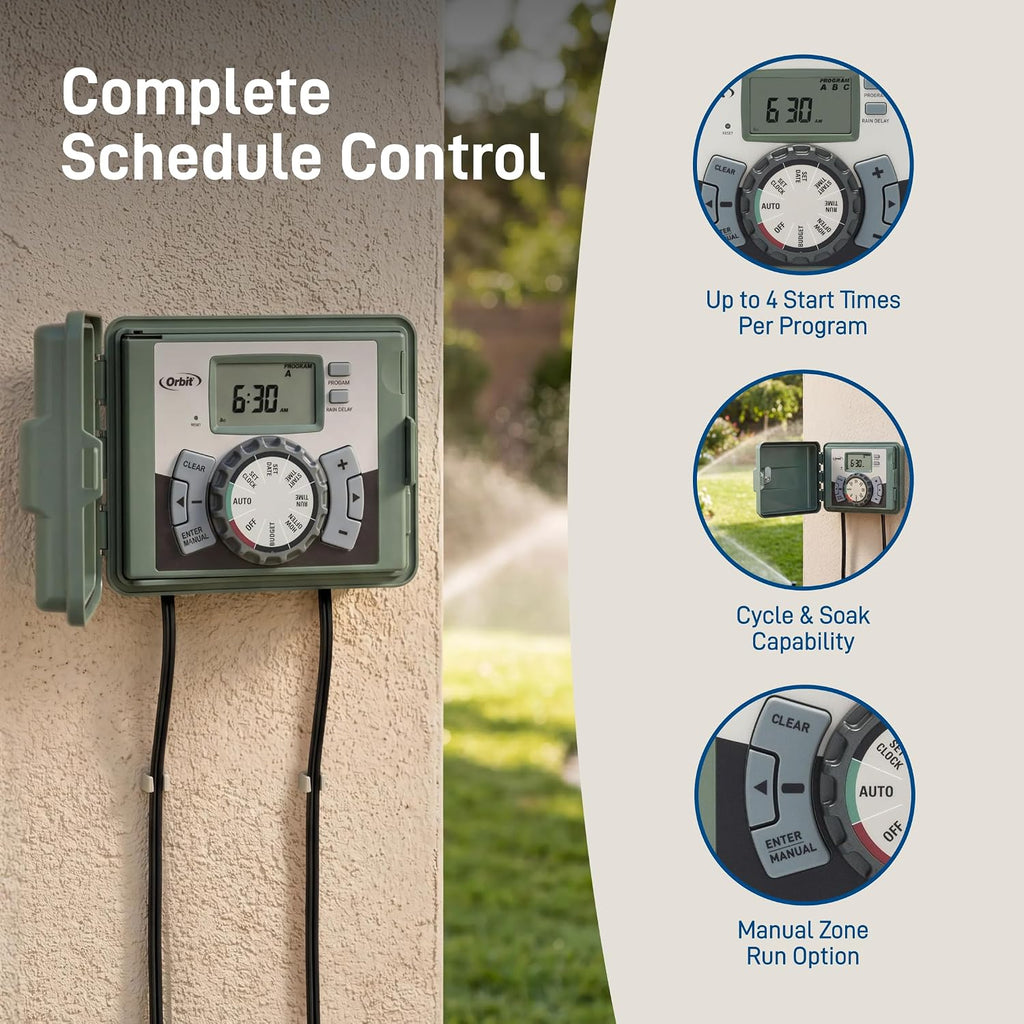 Orbit 57896 6-Station Outdoor Swing Panel Sprinkler System Timer
