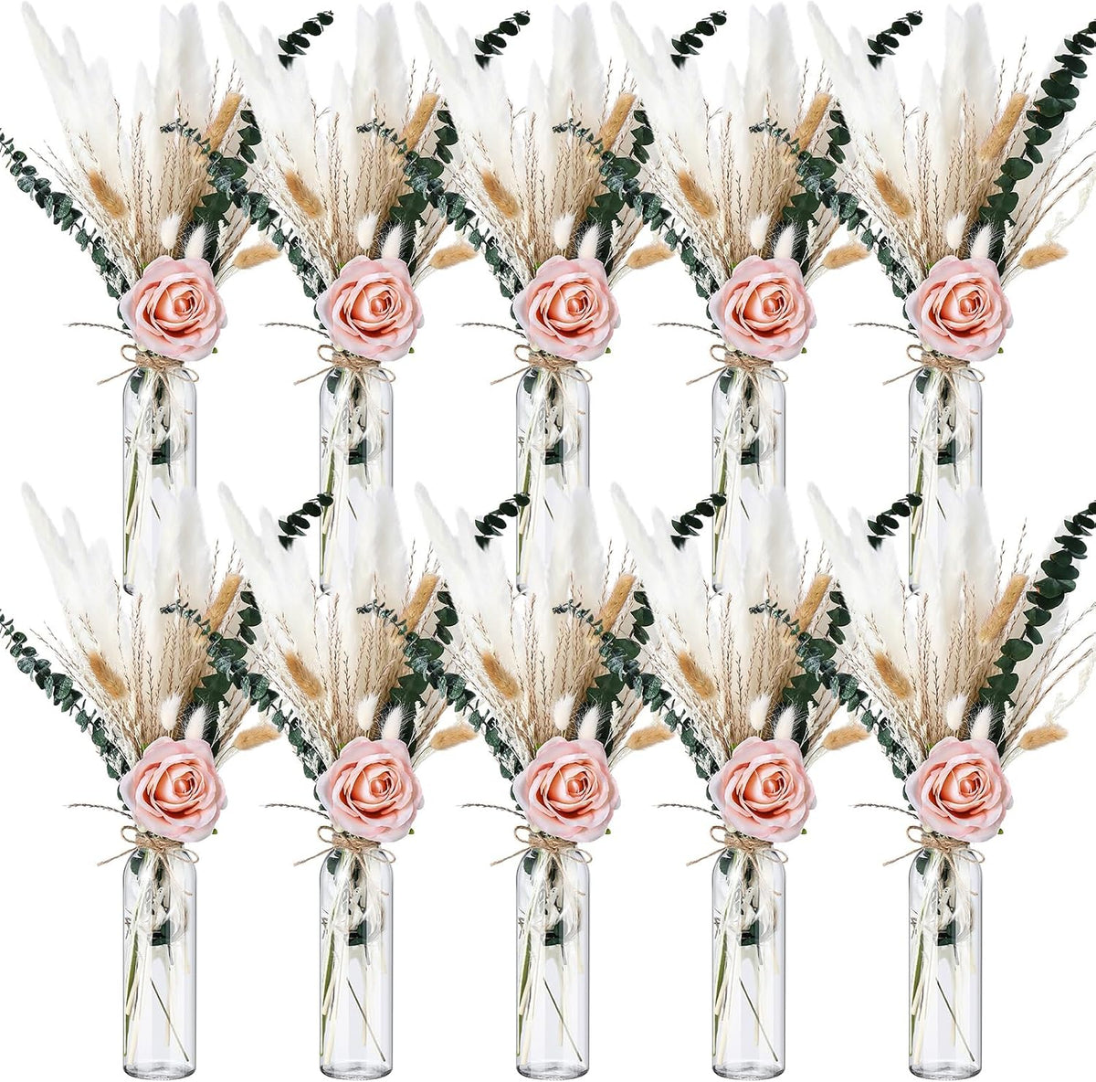 Dried Pampas Grass Bouquet Dried Flowers Eucalyptus Stem for Wedding Decor