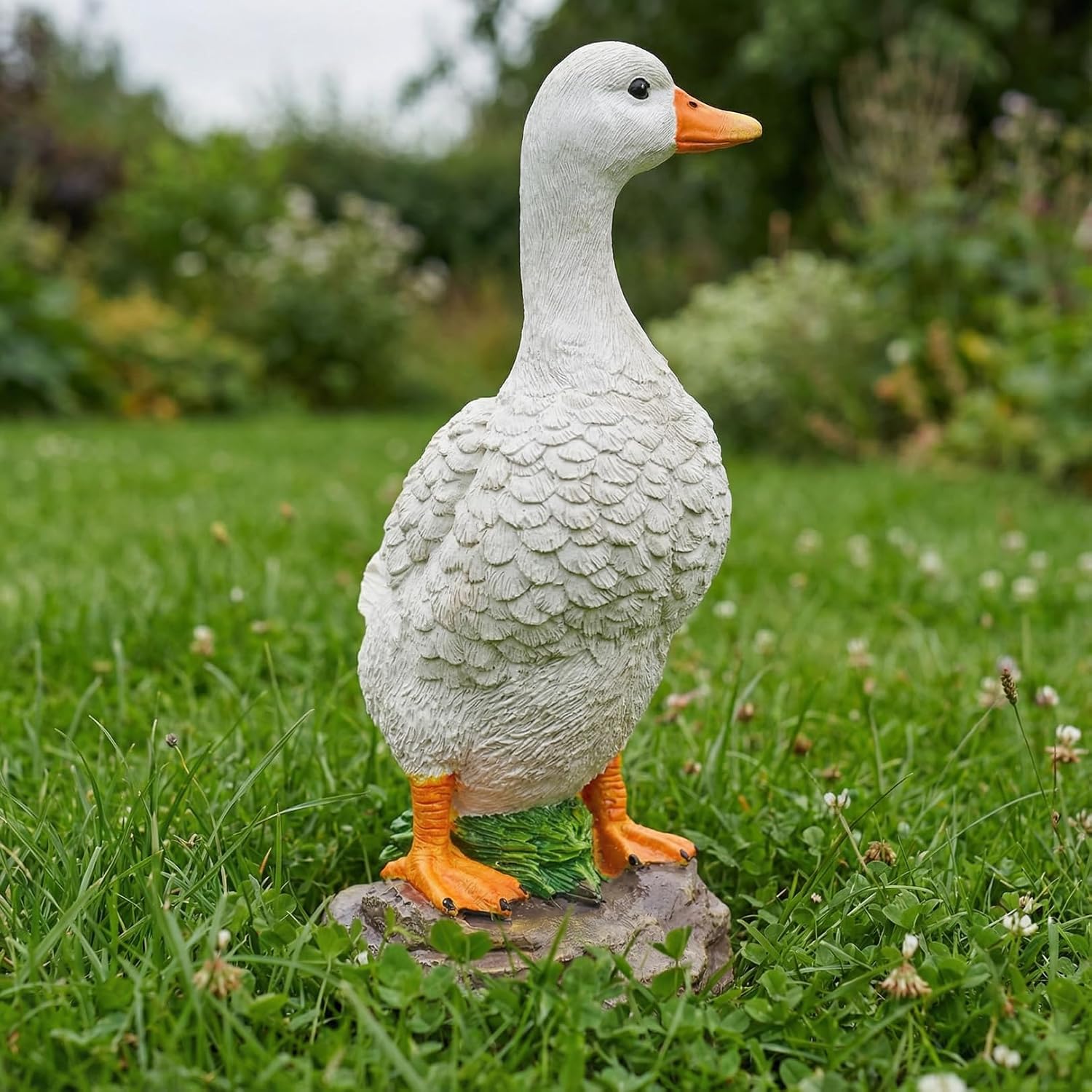 Funny Duck Outdoor Statue, Resin Garden Lawn Yard Decor, Figurine Sculpture Ornament for Porch Patio Flower Bed Home