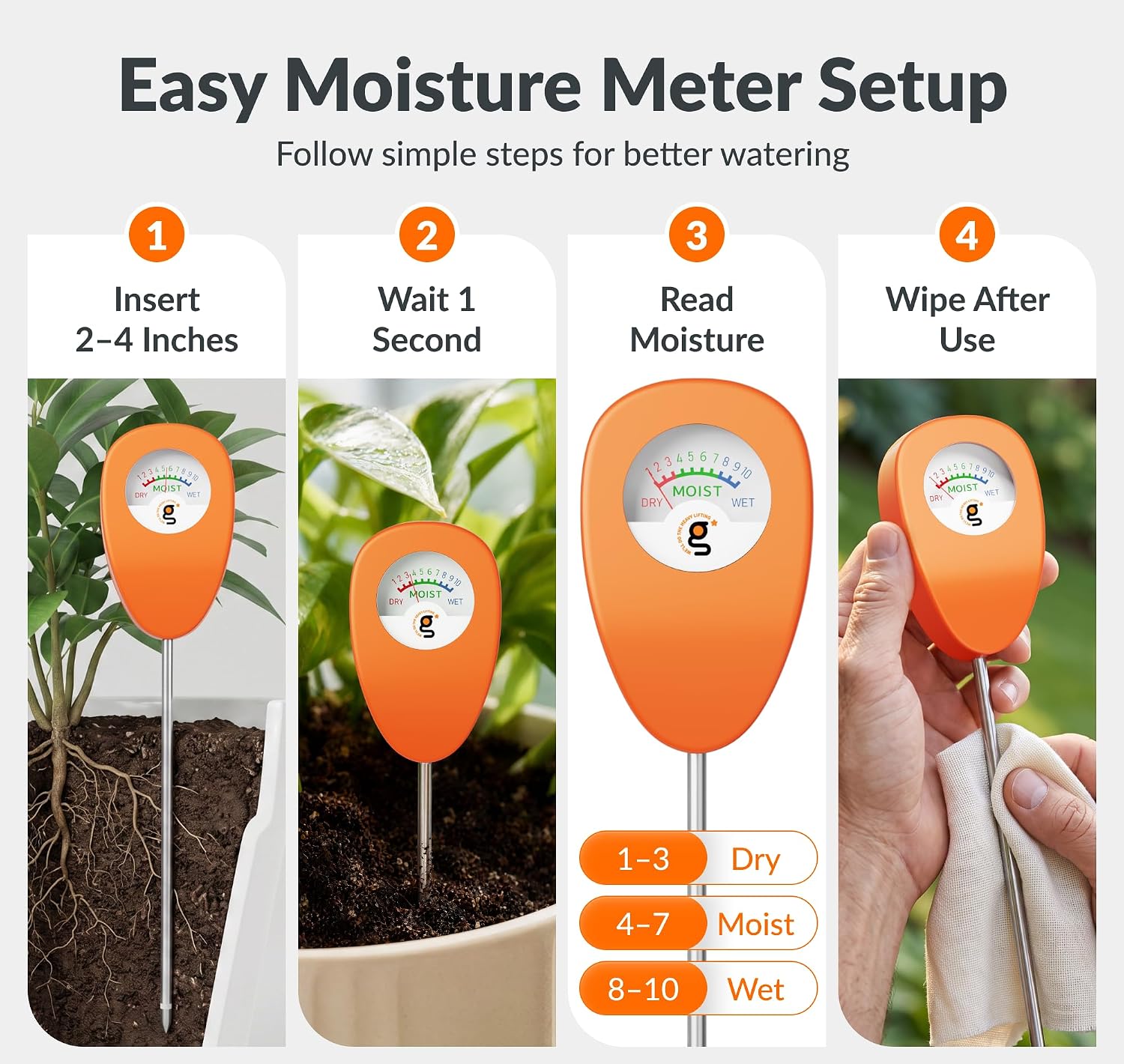 Giraffe Tools Garden Hose 5/8", 25FT Hose with Nozzle & Moisture Meter Set | Complete Watering Kit with Garden Hose