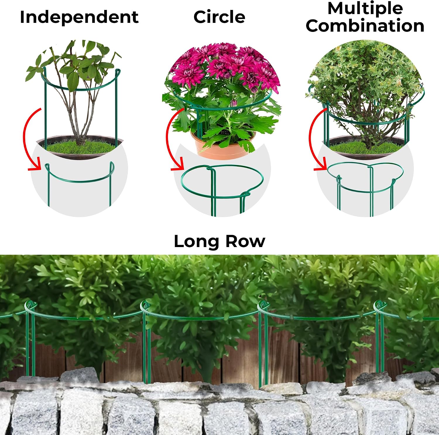 12 Pack Tall Snake Plant Support Stakes – 10" W x 24" H Half Round Peony Cages and Supports for Indoor and Outdoor