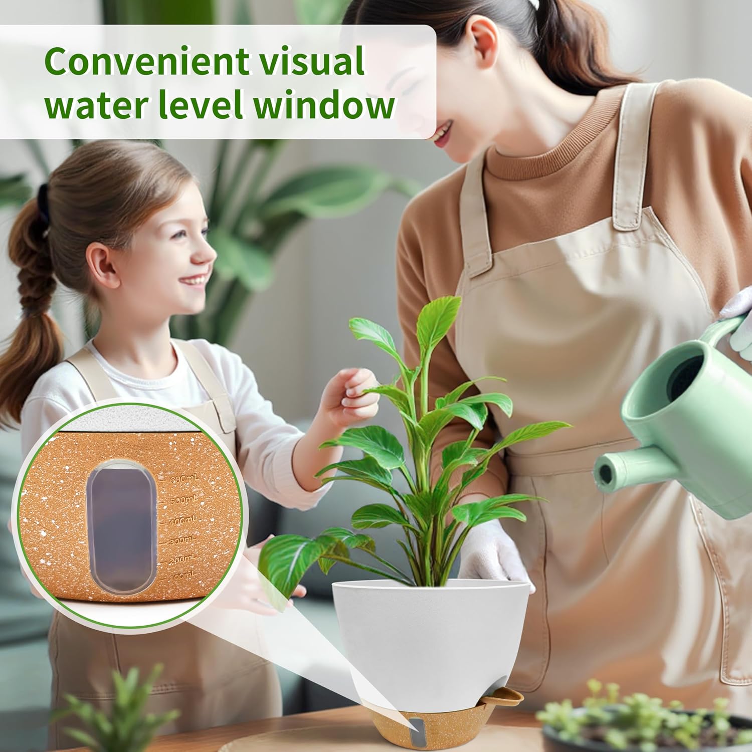 12/10/9/8 inch Self Watering Pots with Visual Water Window, Extra Large Self Watering Plant Pot with Drainage Holes and