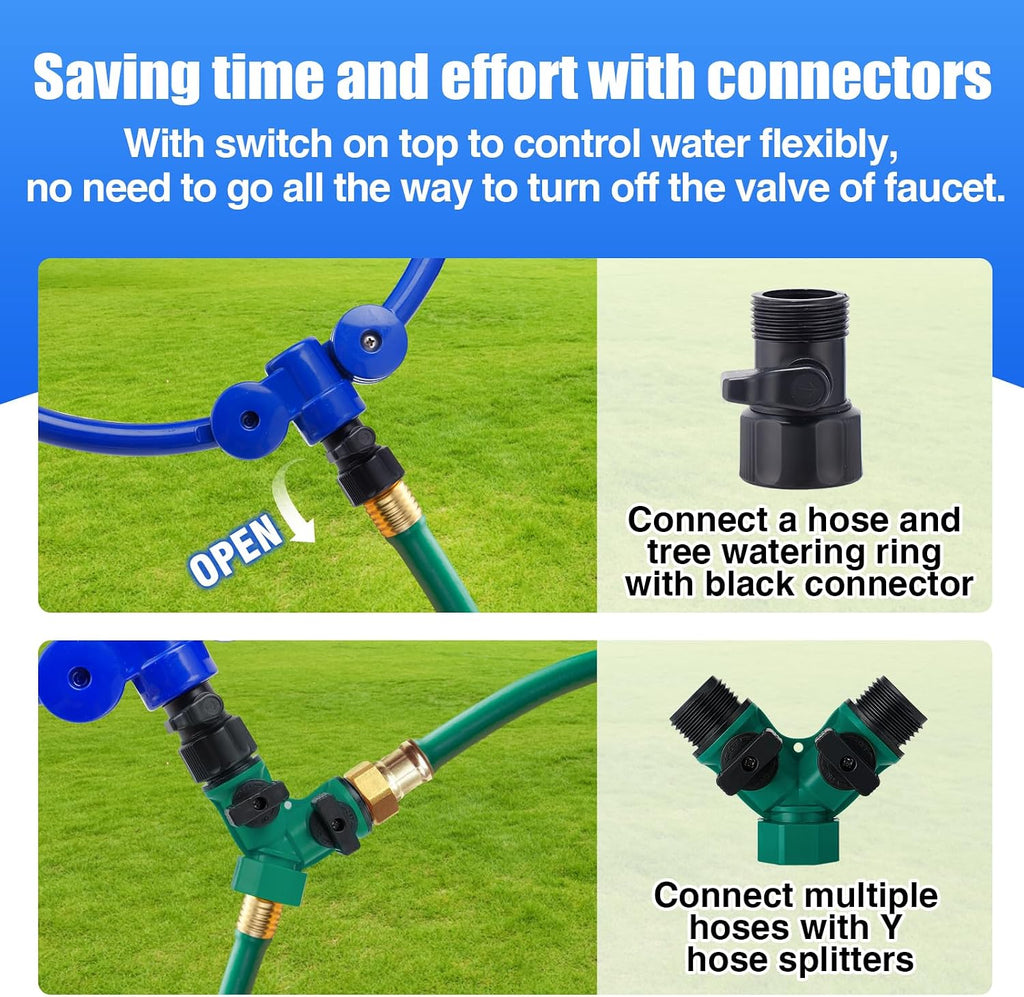 Apipi 20.5" 360° Ring Tree Water Sprinkler for Even Root Irrigation | Adjustable Circle Tree Watering with Y Hose