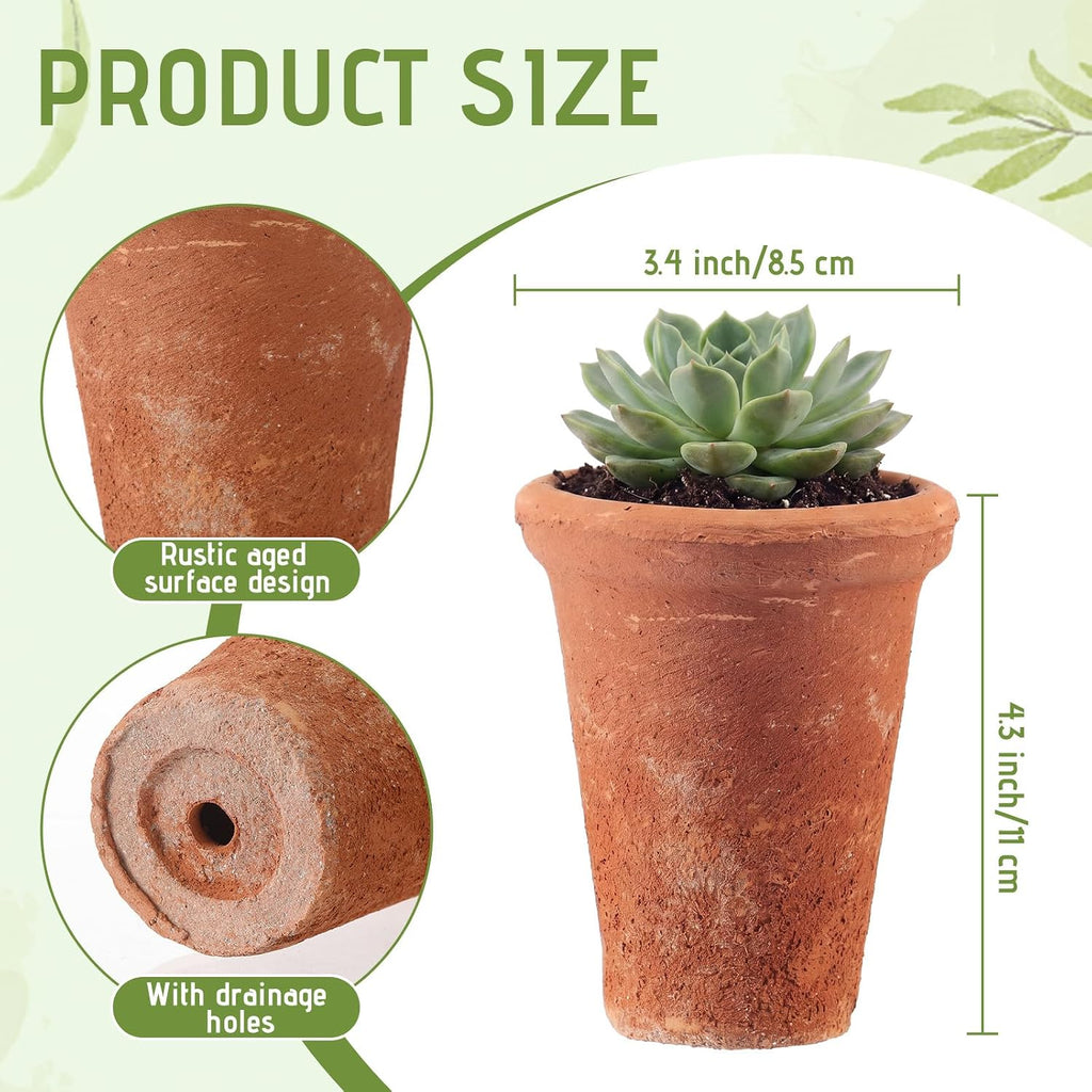 4 Packs Aged Terracotta Pots 4.3 x 3.4'' Terracotta Planter Small Rustic Clay Pots for Plants Flower Cactus Succulent