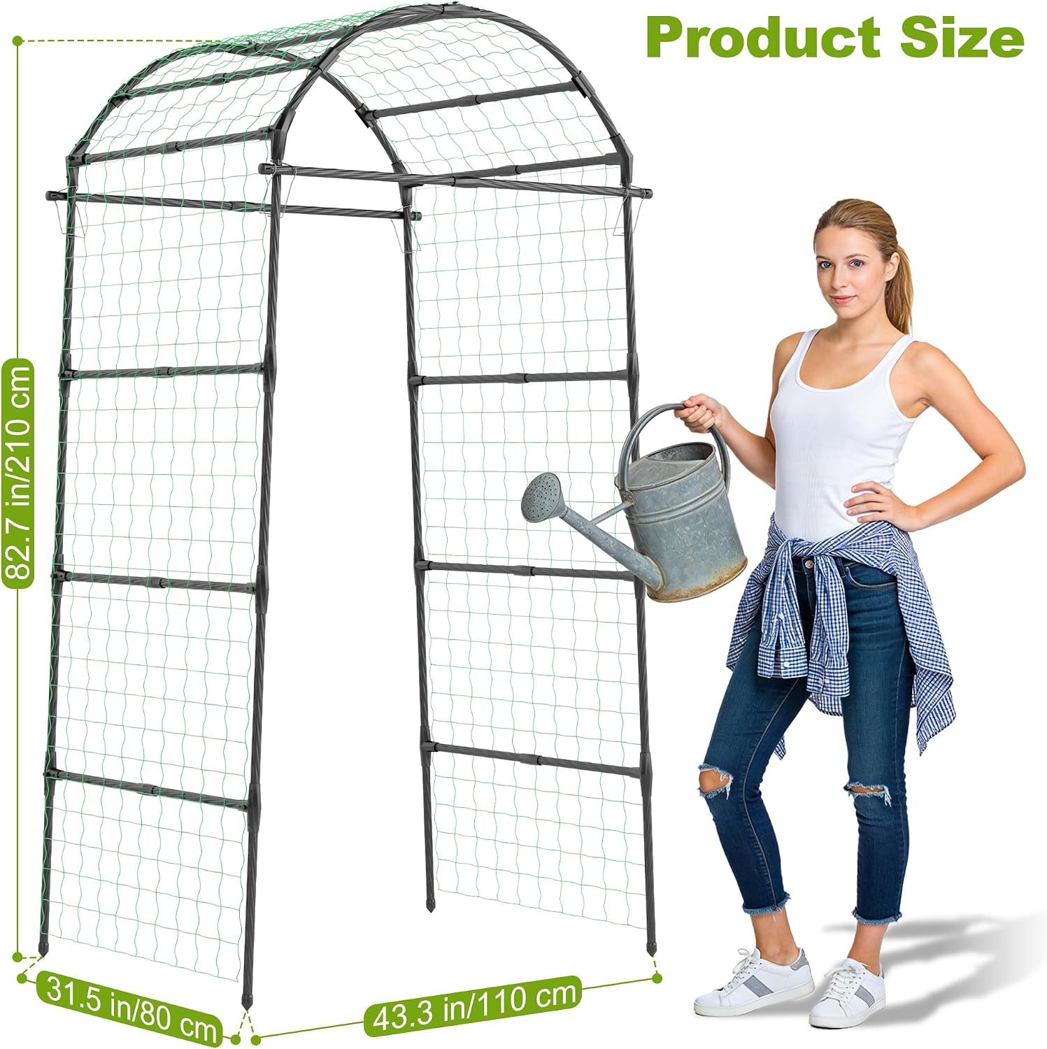 Miory Garden Arch Trellis for Climbing Plants Outdoor, 7ft Tall Plants Support Trellis for Climbing Vine Tomato