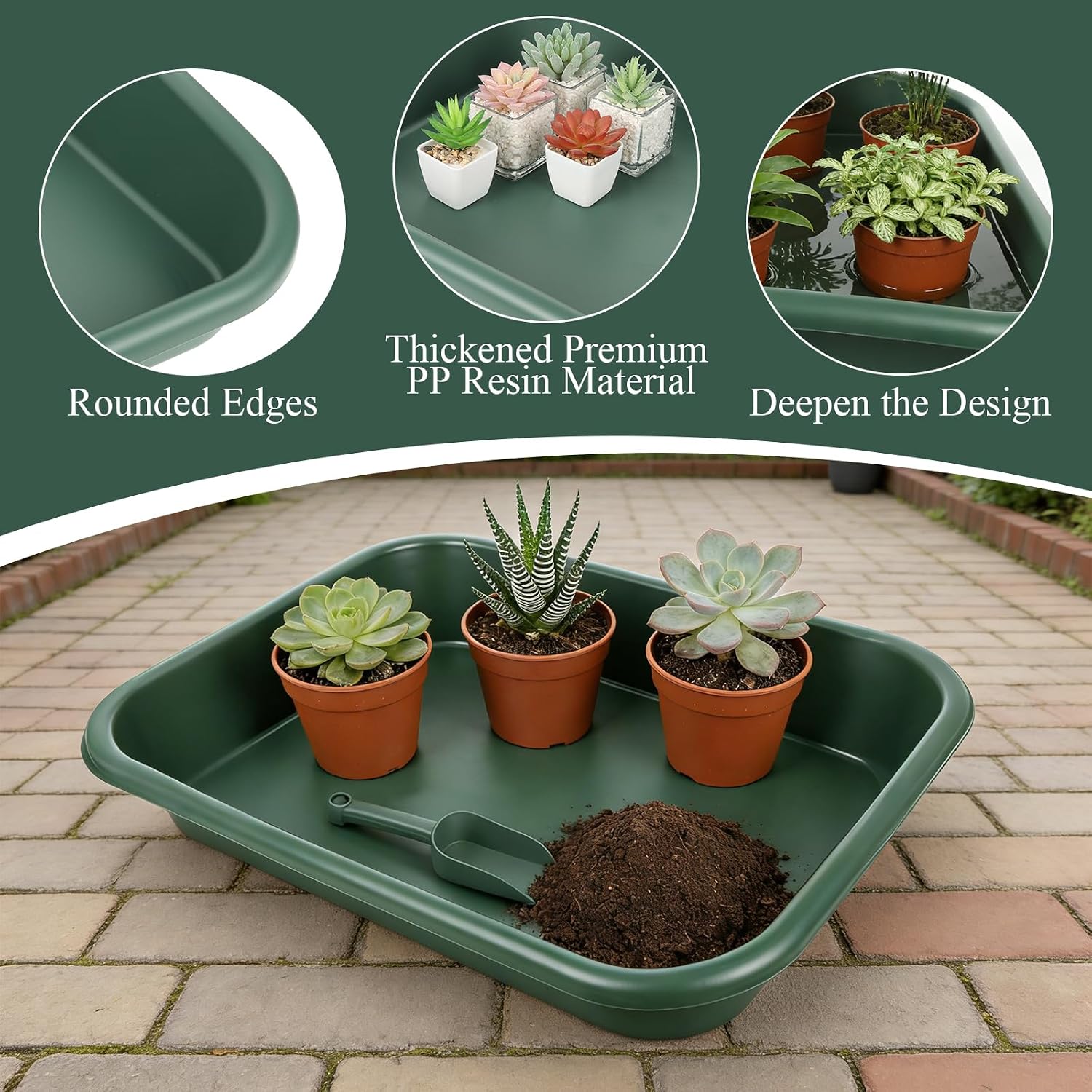 Rainmae 2 Set Garden Tidy Trays with Shovels, Large Potting Tray for Seeding, Mixing Soil and Repotting, One-Piece