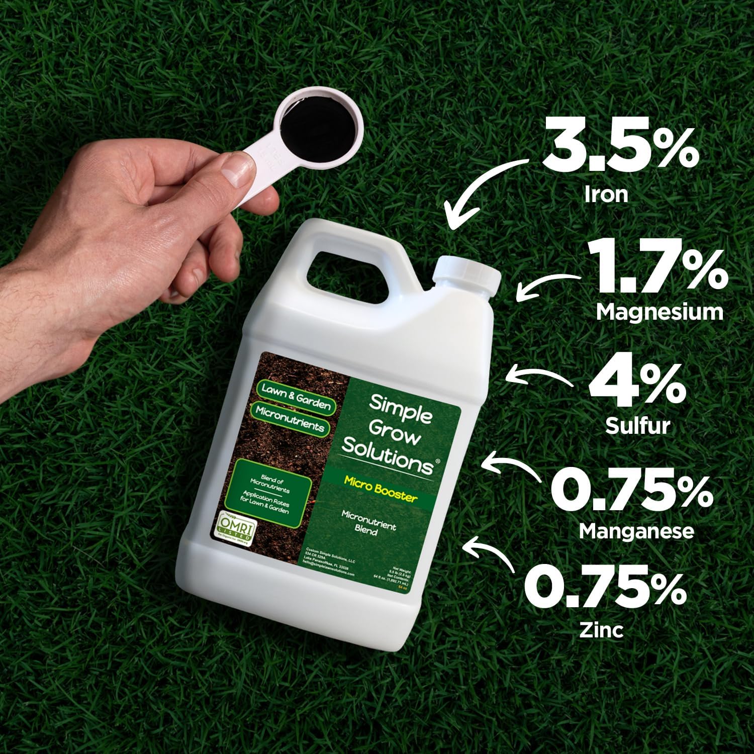 Micronutrient Booster- Complete Plant & Turf Nutrients- Simple Grow Solutions- Natural Garden & Lawn Fertilizer