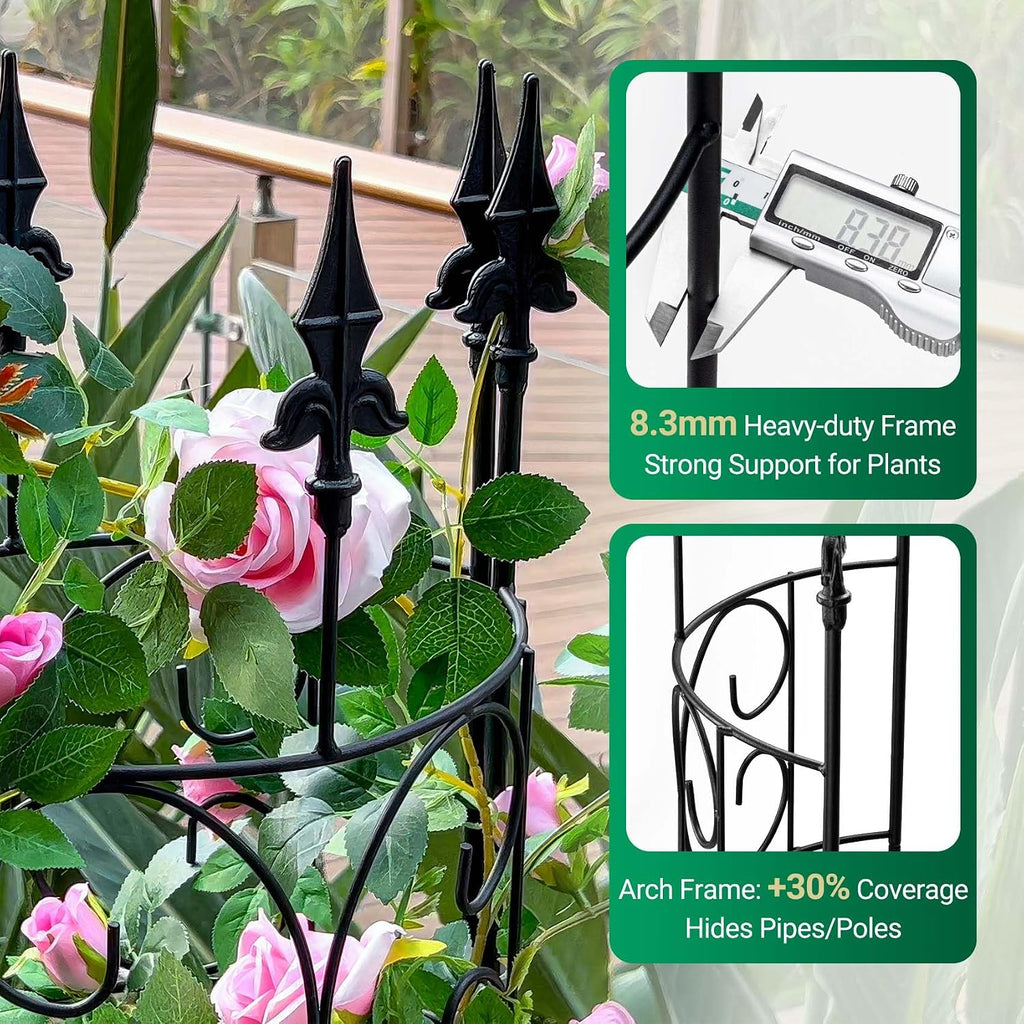 2 Pack 56.7'' H x 12'' W Garden Trellis for Climbing Plants Outdoor, Rustproof Metal Garden Flower Trellis, Rose