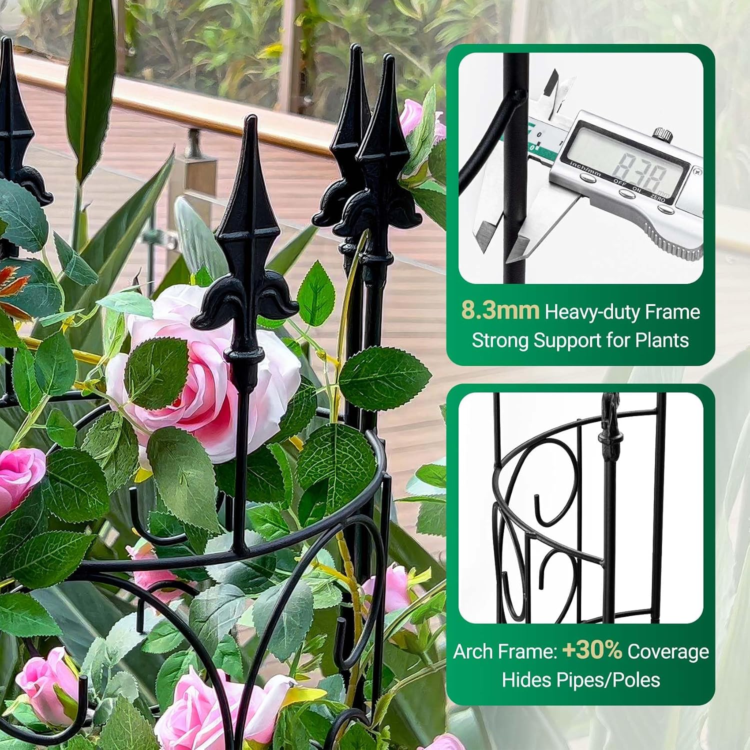 2 Pack 56.7'' H x 12'' W Garden Trellis for Climbing Plants Outdoor, Rustproof Metal Garden Flower Trellis, Rose