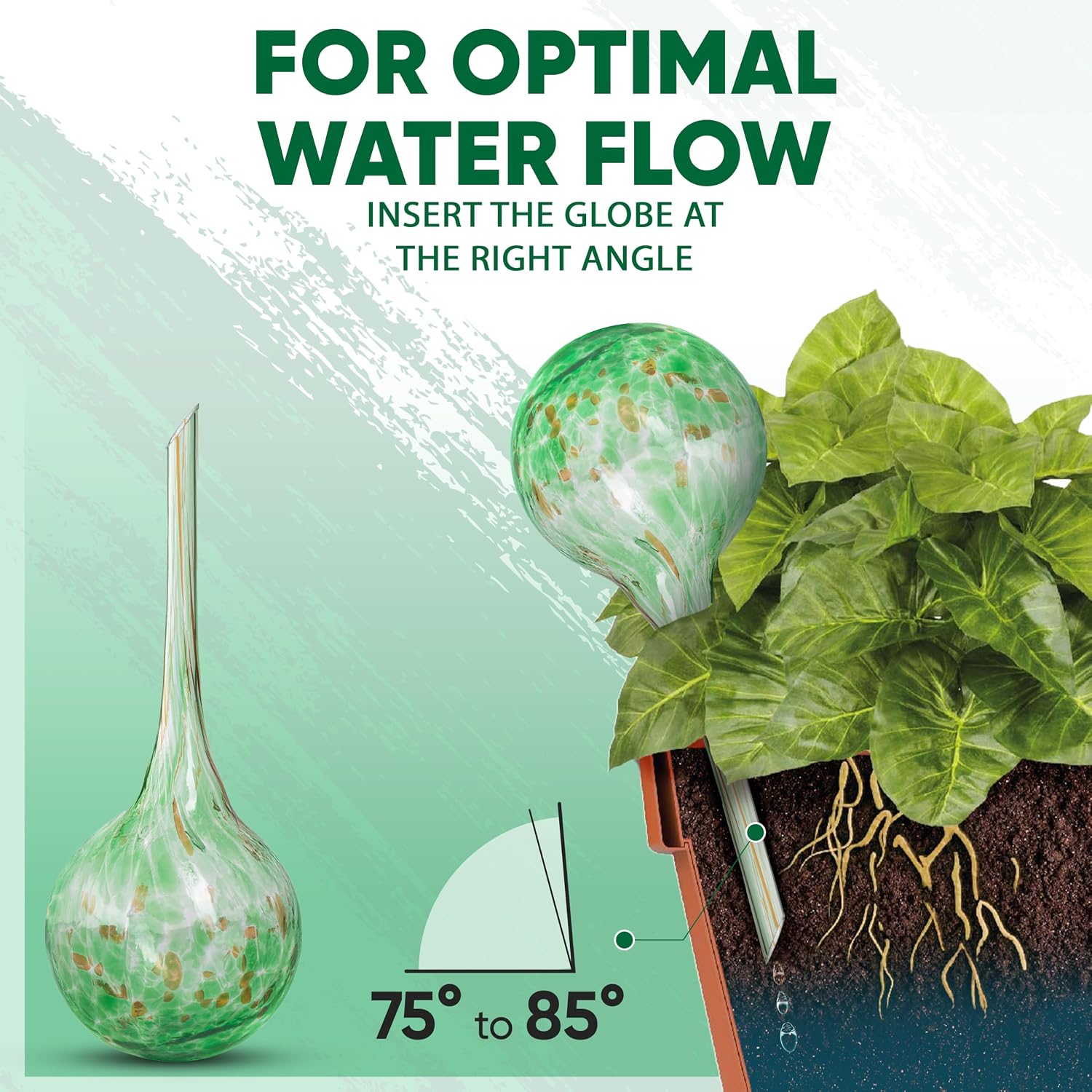 Plant Watering Globes Set of 6, Small - Glass Self Watering Globes | Plant Watering Devices for Indoor & Outdoor