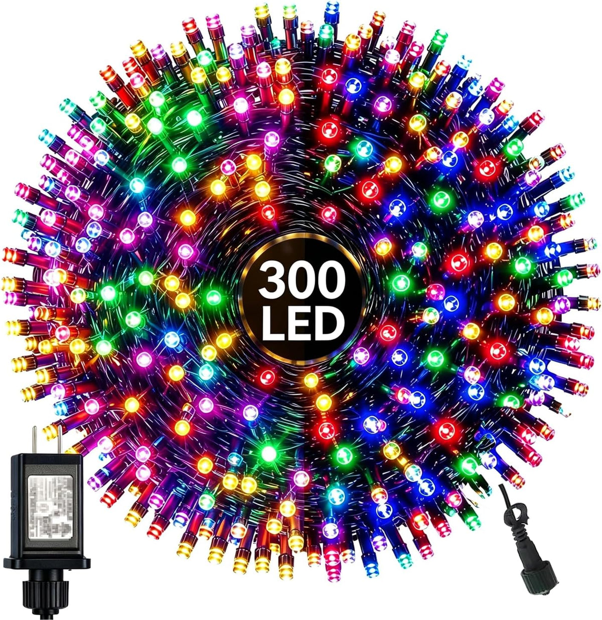 Haili 105FT 300 LED Christmas Lights Outdoor Waterproof (Multi-Colored)
