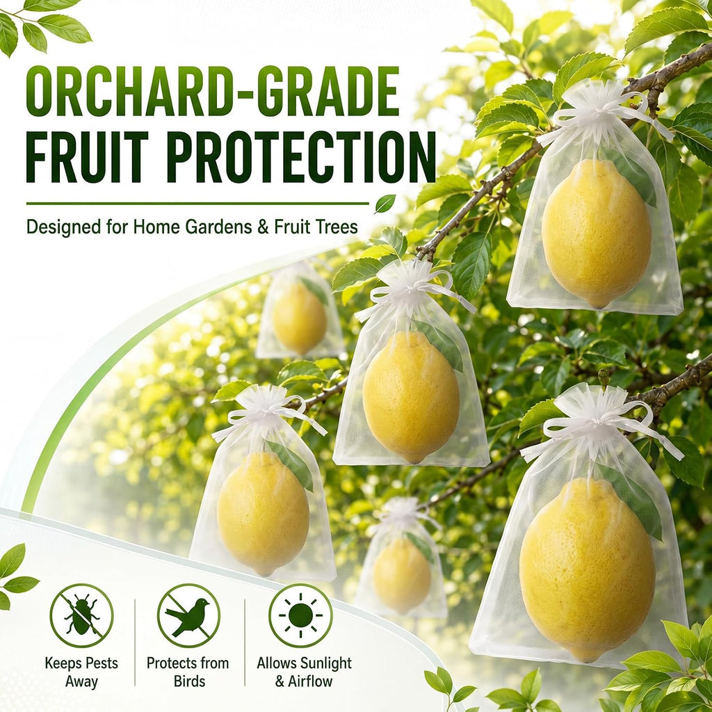 200 Pcs Fruit Netting Bags 4 Multi Size Assortment White | Protection Bags for Fruit, Drawstring Cover Mesh Bag, Pest