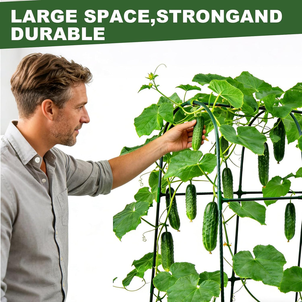 U-Shape Cucumber Trellis for Raised Beds - 47.2”x47.2”x21.6” Green Metal Arch Trellis, Rust-Resistant Garden Plant