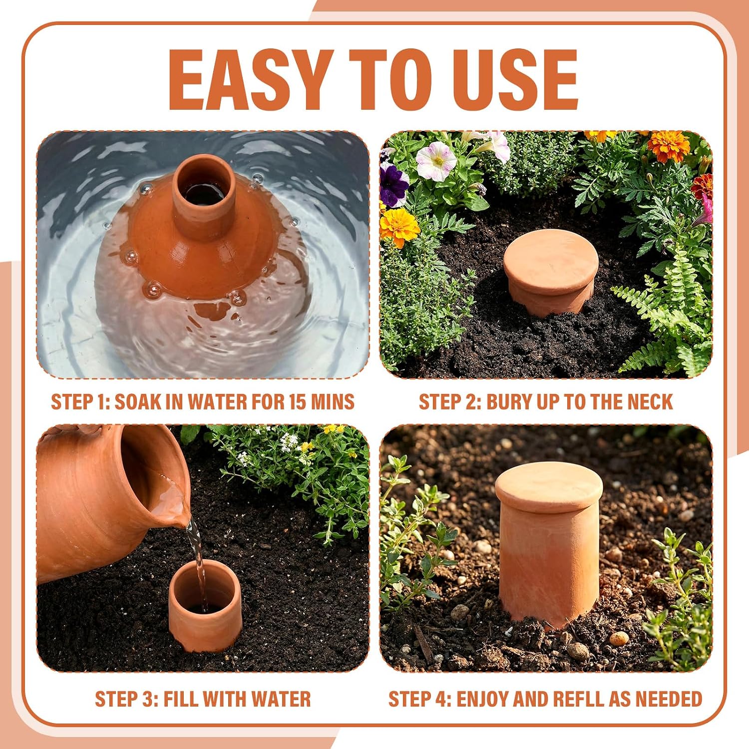 68 oz Large Olla Terracotta Self Watering Pot,Teardrop | Terracotta Olla, Garden Irrigation Insert, for Raised Beds