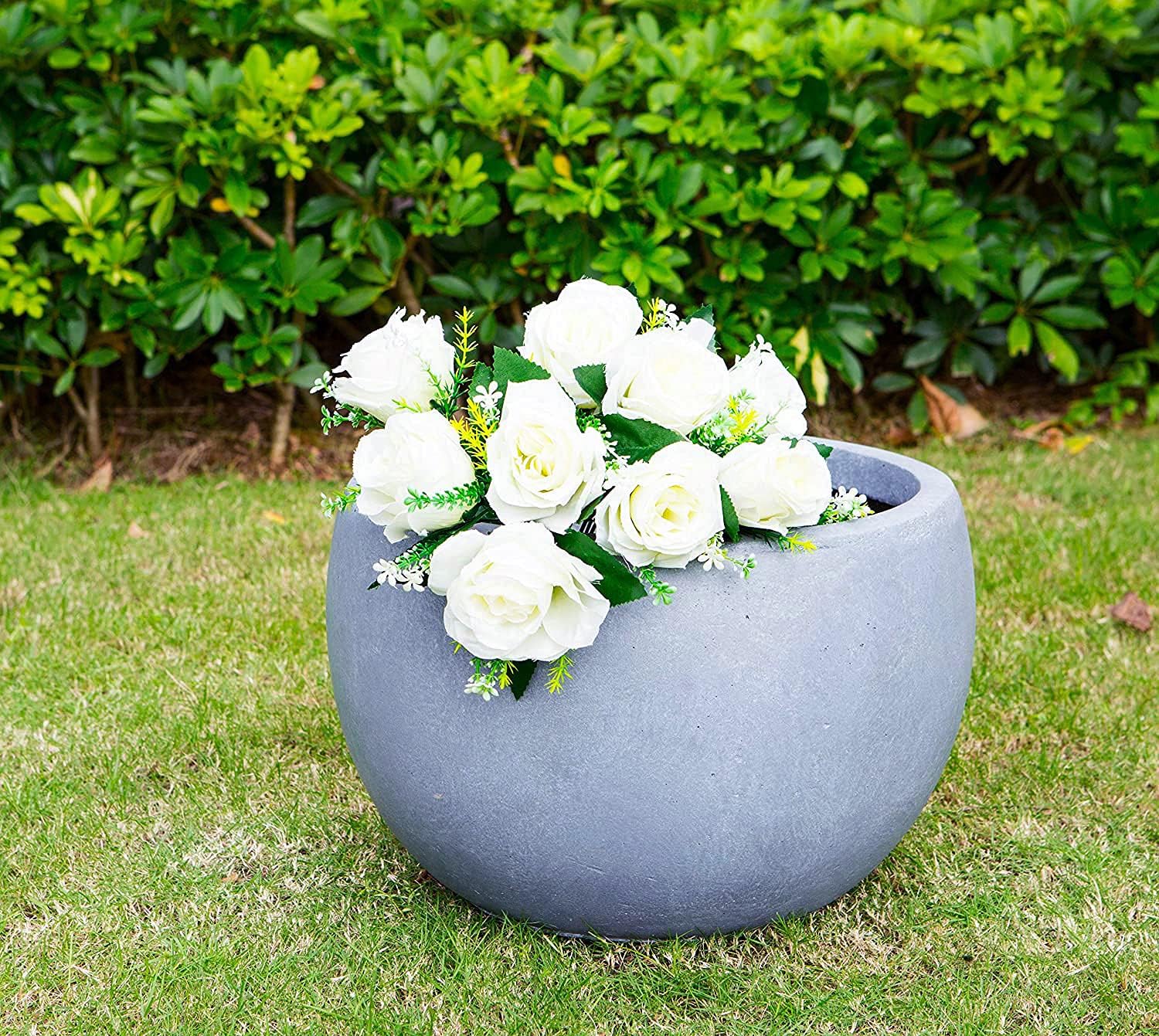 Kante Blue Gray Concrete Planter 11.8" Dia All-Weather Round Small Pot | Handcrafted Cement Bowl, Anti-Frost & UV