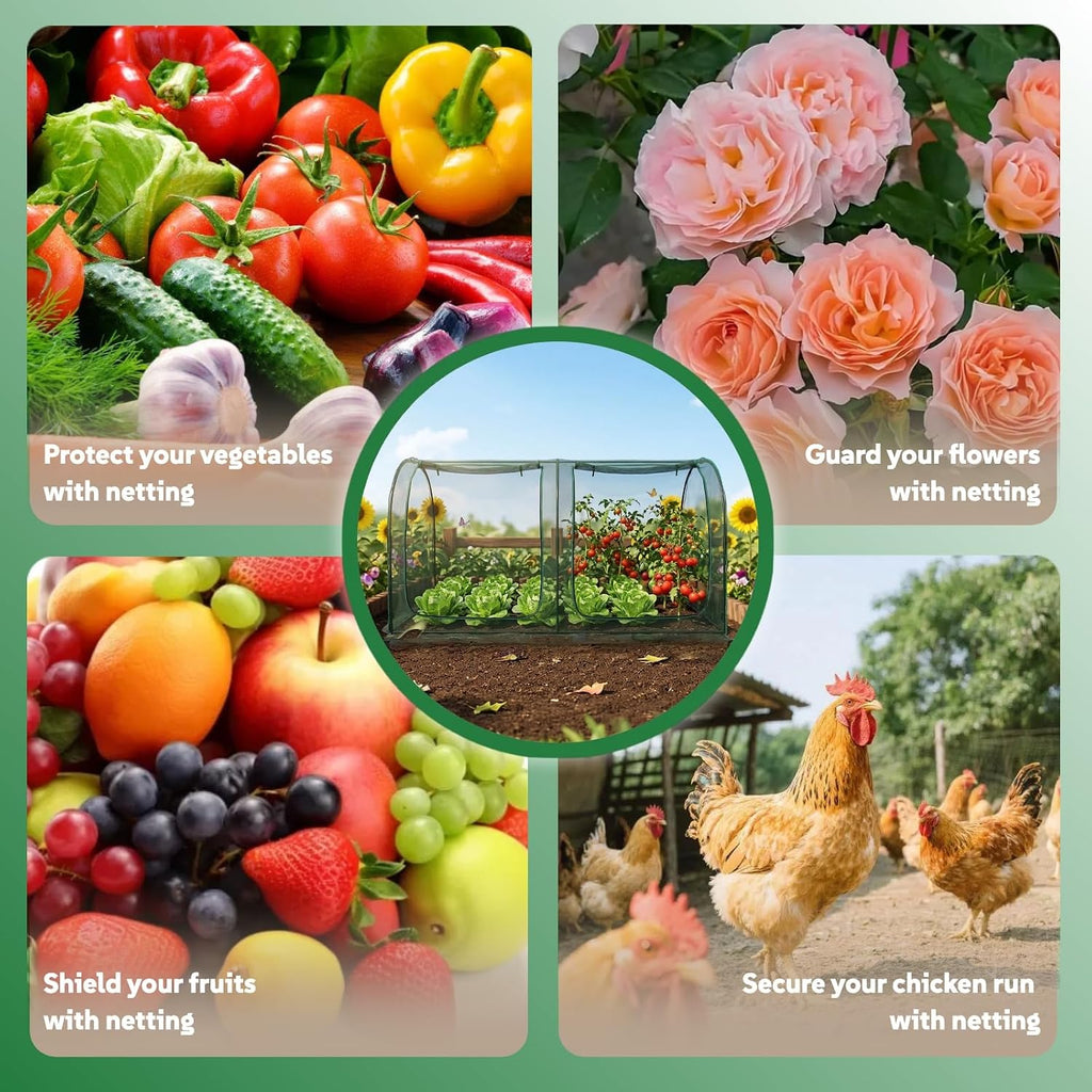 Crop Cage for Garden,98"x49"x49" Tunnel Plant Netting Cover with Zipper,Garden Bed Cover for Protection for Vegetables