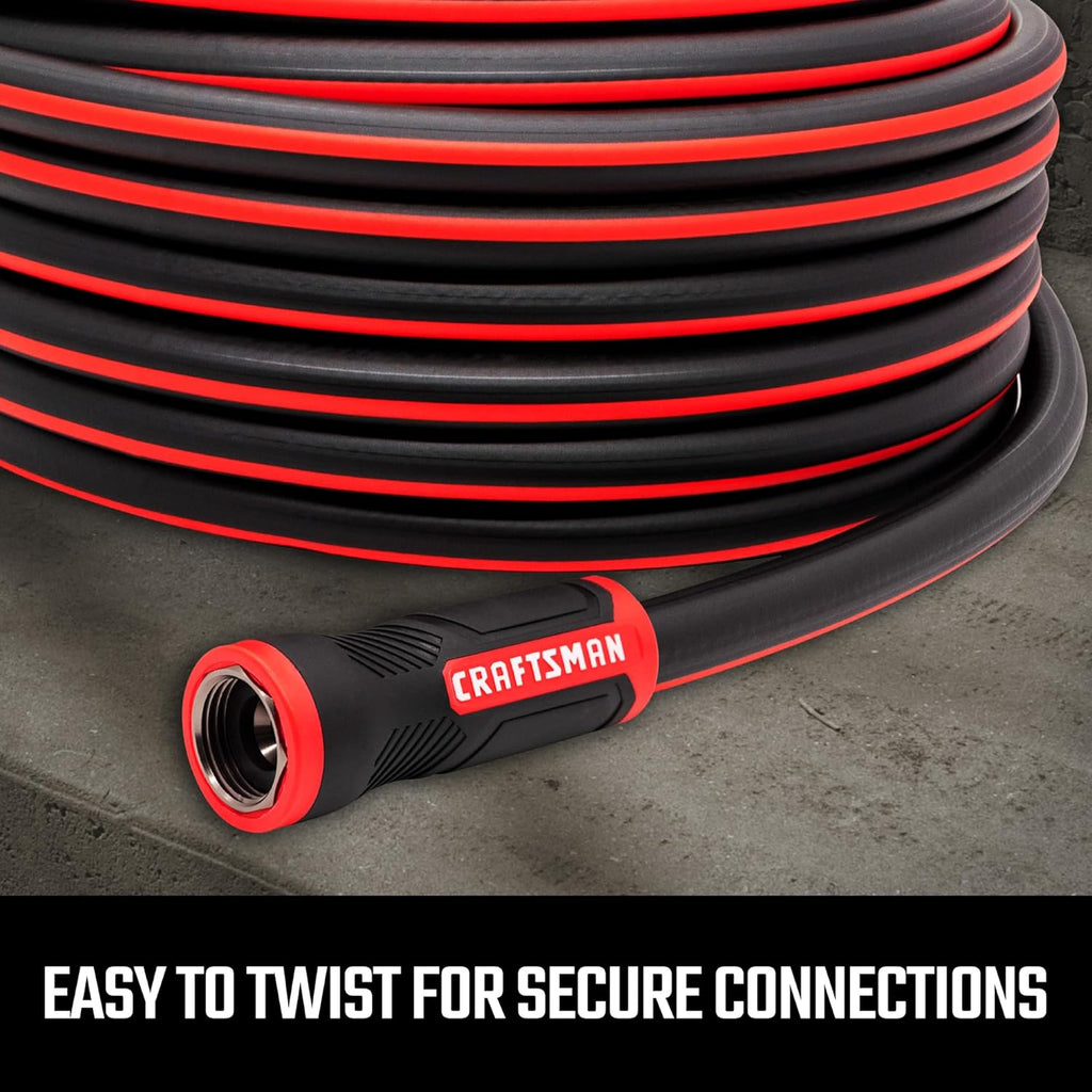 Craftsman Heavy Duty Professional Grade Black Garden Hose, 100 Feet x 5/8 Inch