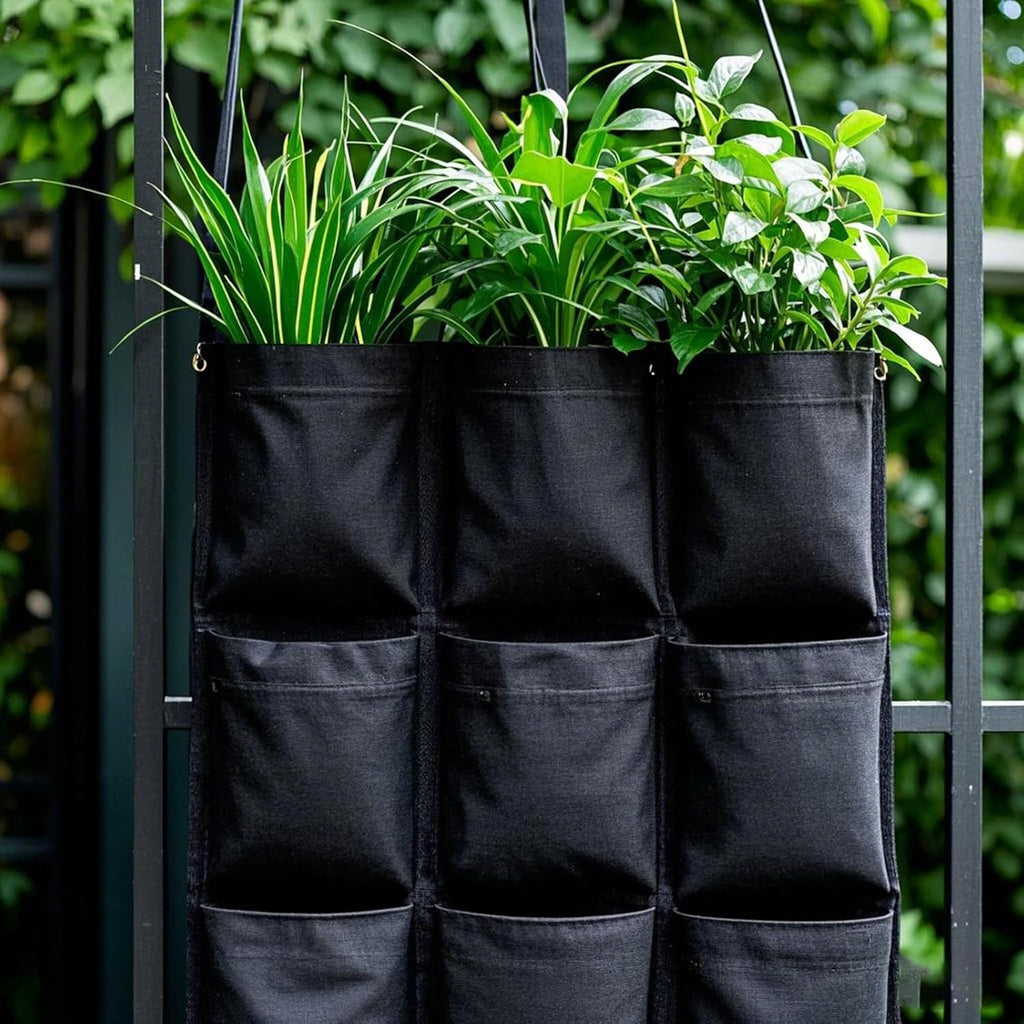 SOUJAP 2 Pack 18 Pockets Vertical Wall Garden Planter Plant Grow Bag, Hanging Felt Grow Bags Vertical Wall Garden for