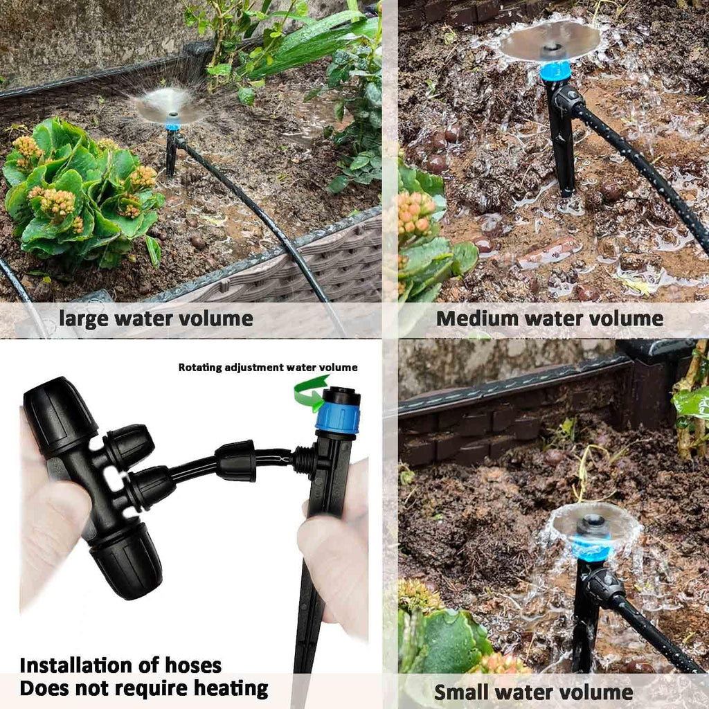 Drip Irrigation System with Water Timer Auto Watering System for Garden 5/16“ID and 1/4 Inch Pipe 162ft Adjustable