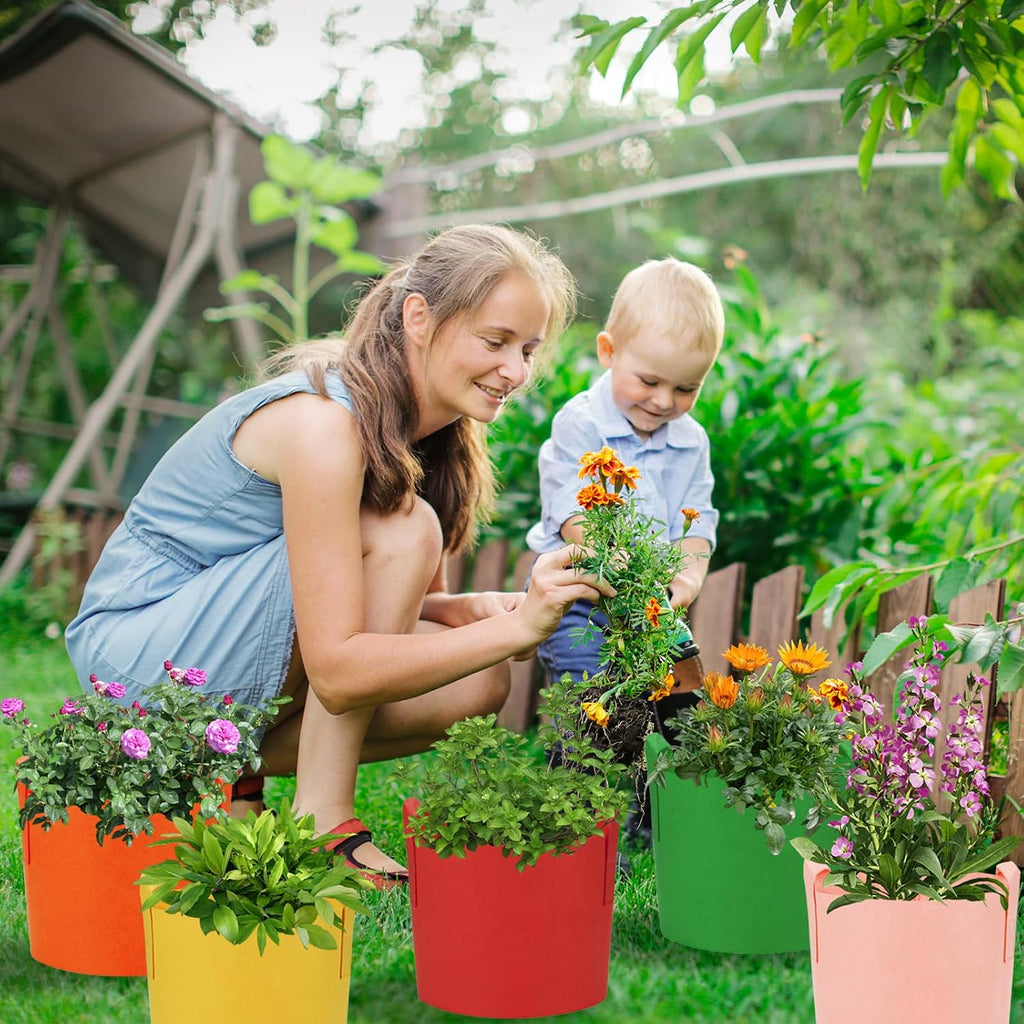 20 Pack 10 Gallon Grow Bags, Colorful Potato Plant Grow Bags with Handles, Nonwoven Fabric Garden Pots for Vegetable