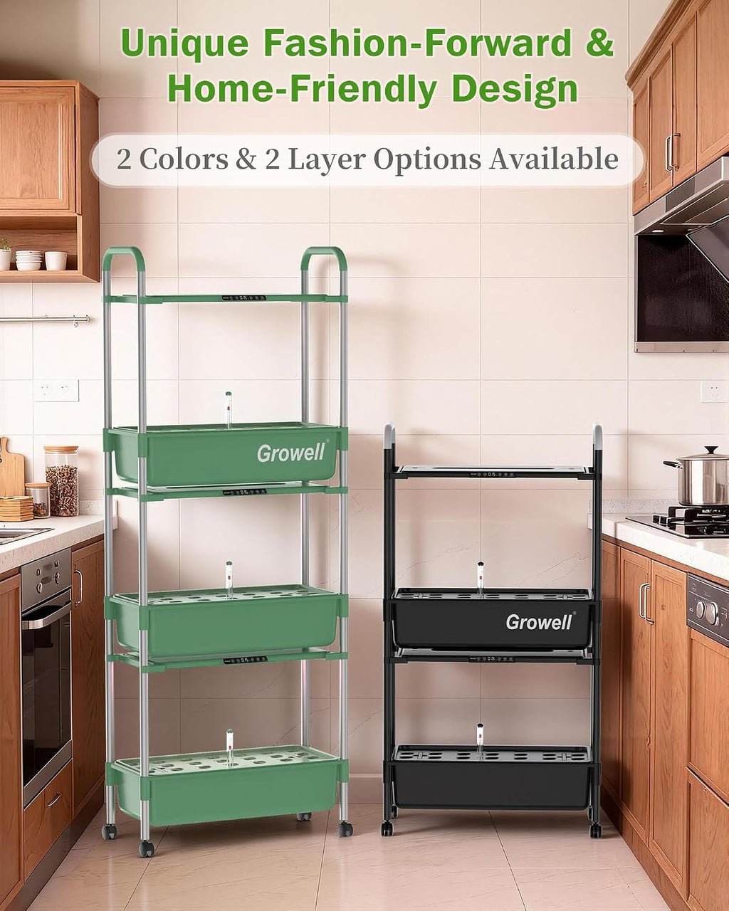 Growell Large Hydroponics Growing System Kit, 54 Pods Vertical Indoor Herb Garden Kit with LED Grow Light & Independent