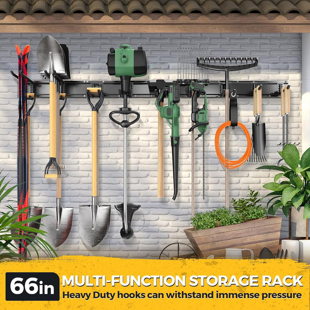 LBT 66" Garage Tool Organizer Wall Mount - 720lbs Garden Tool Organizer | Anti-Rust, Adjustable Hooks, Sheds Garden