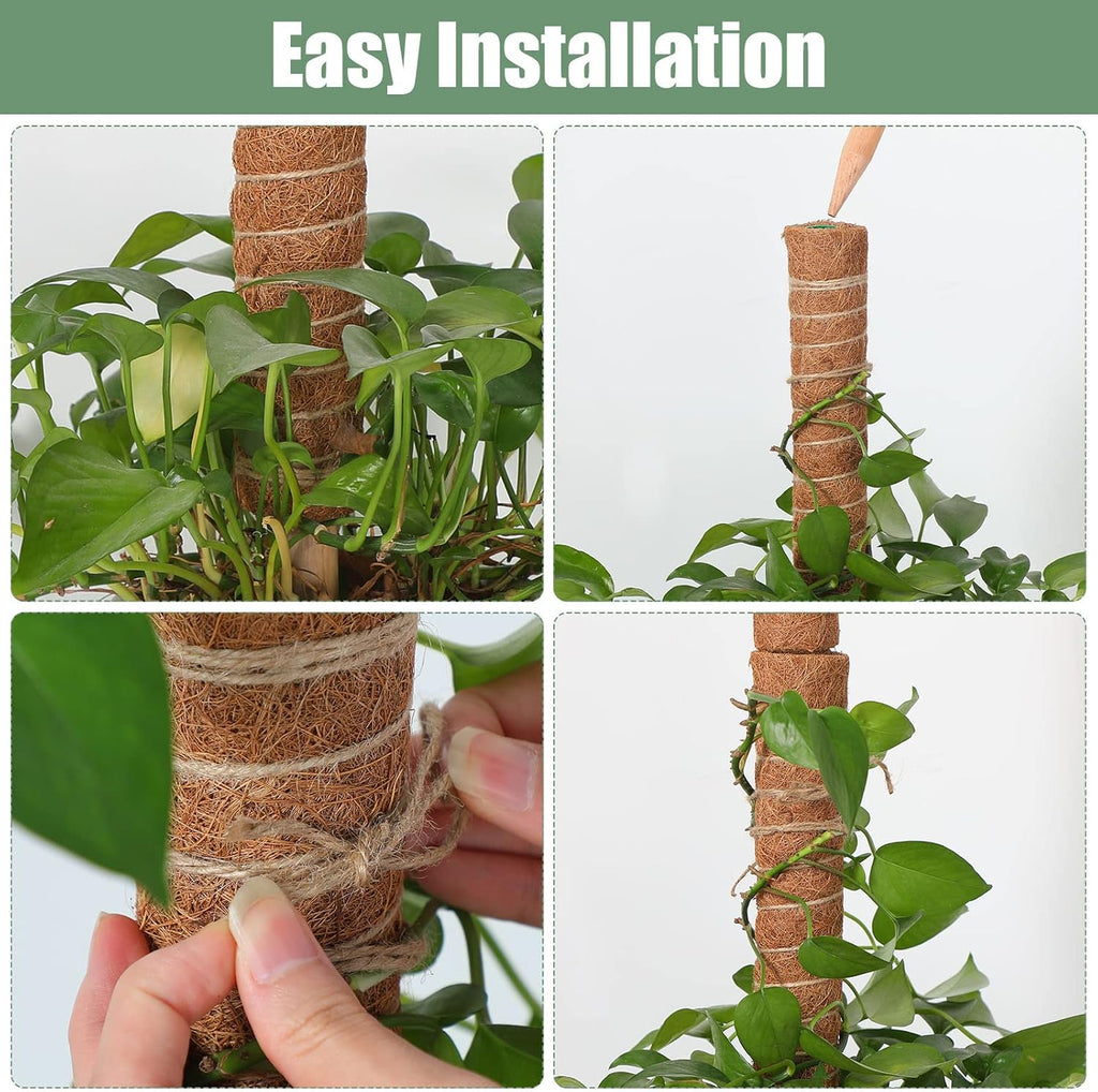 16 Pack Moss Pole for Plants Monstera 264 Inch Bendable Plant Pole Sticks Support Extension with Ropes Labels Tapes Tie