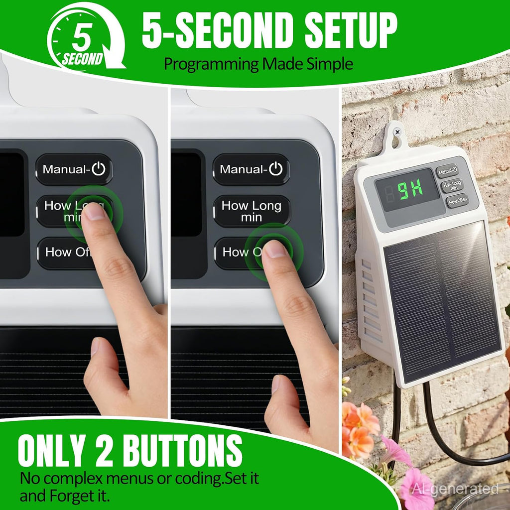 Solar Automatic Drip Irrigation System,Auto Self Watering Kit with Timer | Solar Powered Watering Device for Pots