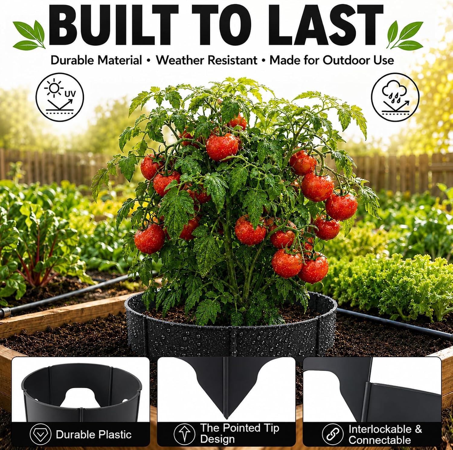 Planting Grow Rings, 60 Pcs Garden Border Segments for 8/10/12 Inch Plant Rings, Water Retention Root Watering
