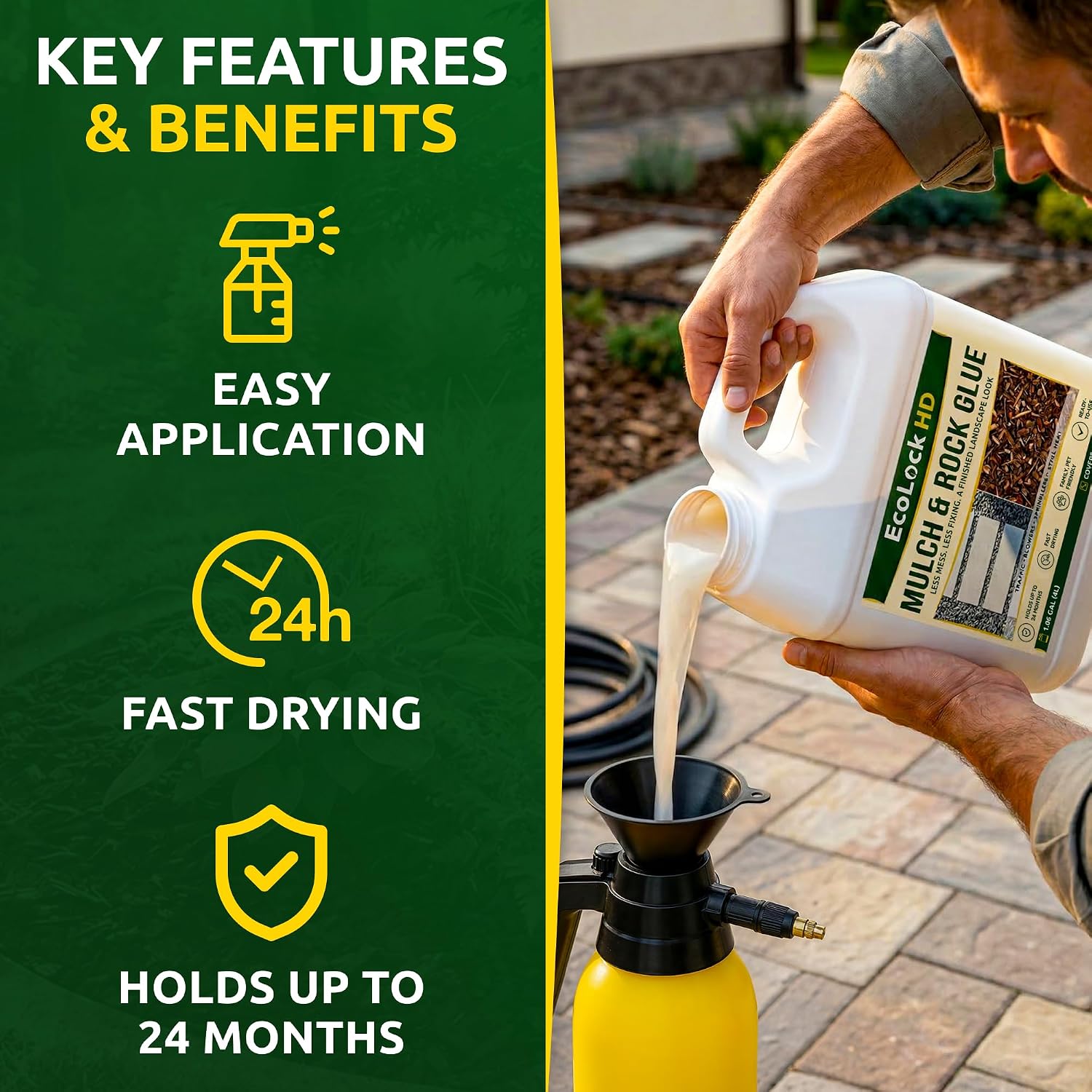 Rock & Mulch Glue for Landscaping Sprayer, Gravel Stabilizer 1 Gal | Outdoor Pea Gravel Glue, Fast-Drying, Garden & Pet