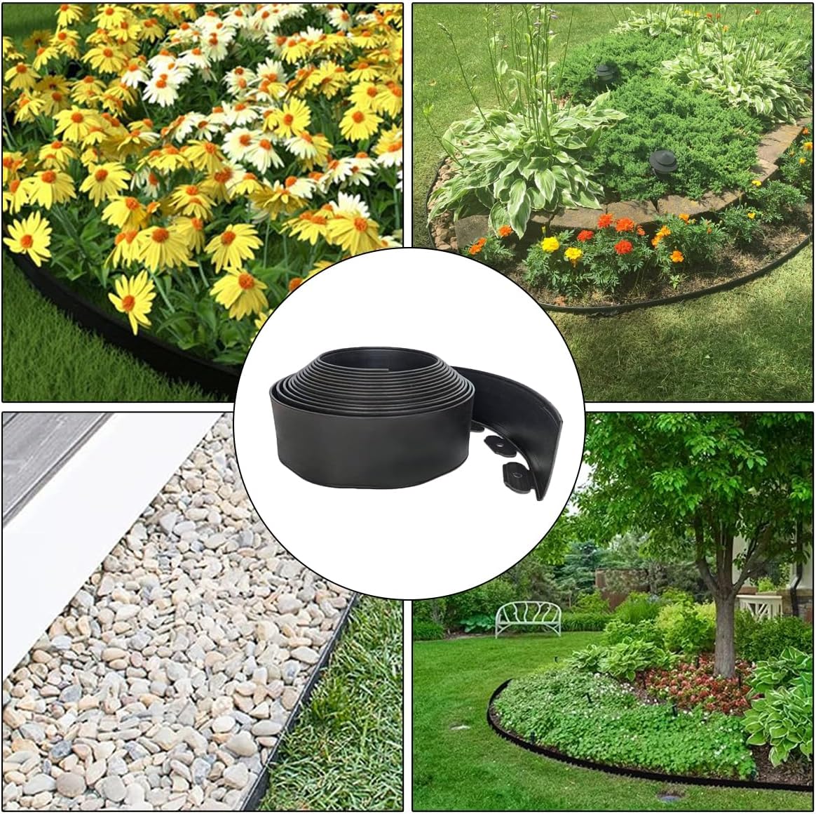 33FT Landscape Edging, 4 Inch Garden Edging Border with 50 Spikes, Flexible Lawn Edging for Trees, Landscape, Garden