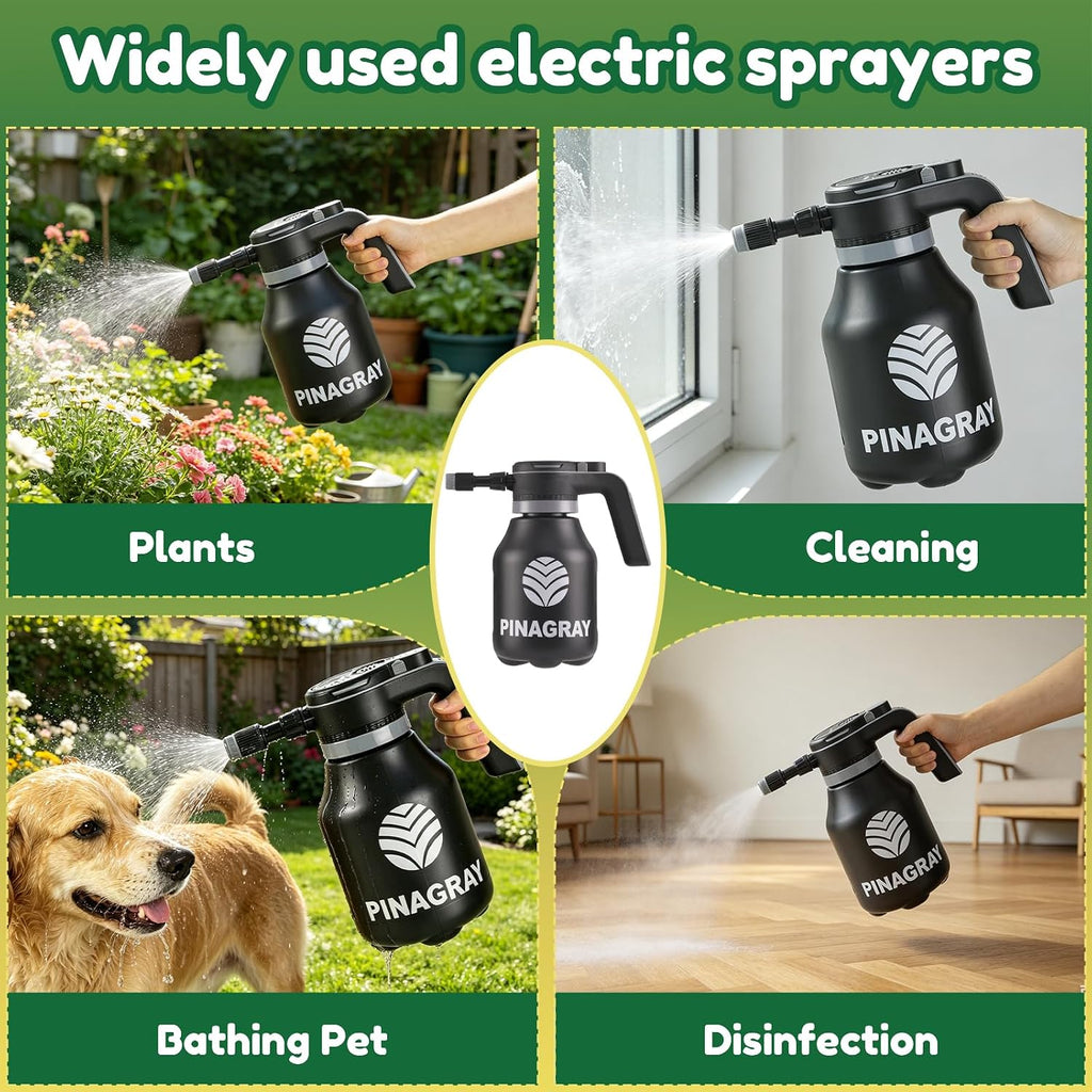 2L/0.5Gallon Upgraded Electric Water Sprayer with Thicker Body | precision nozzle + extension wand, 1hr runtime