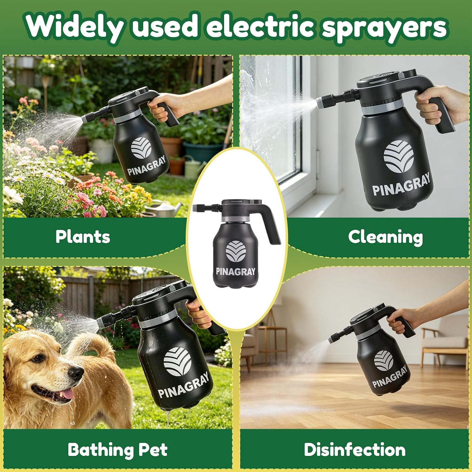 2L/0.5Gallon Upgraded Electric Water Sprayer with Thicker Body | precision nozzle + extension wand, 1hr runtime
