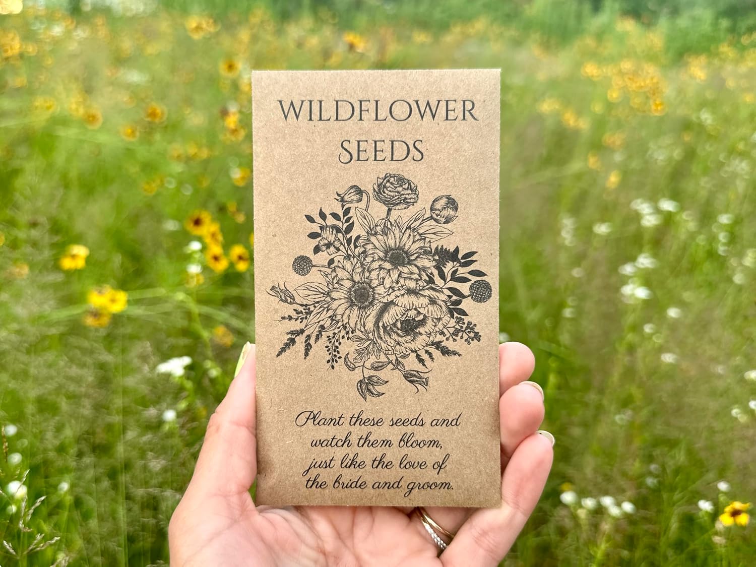 25 Pack Wildflower Seed Packet Wedding Favors – Rustic Kraft Seed Packets Filled with Wildflower Seeds – Bridal Shower