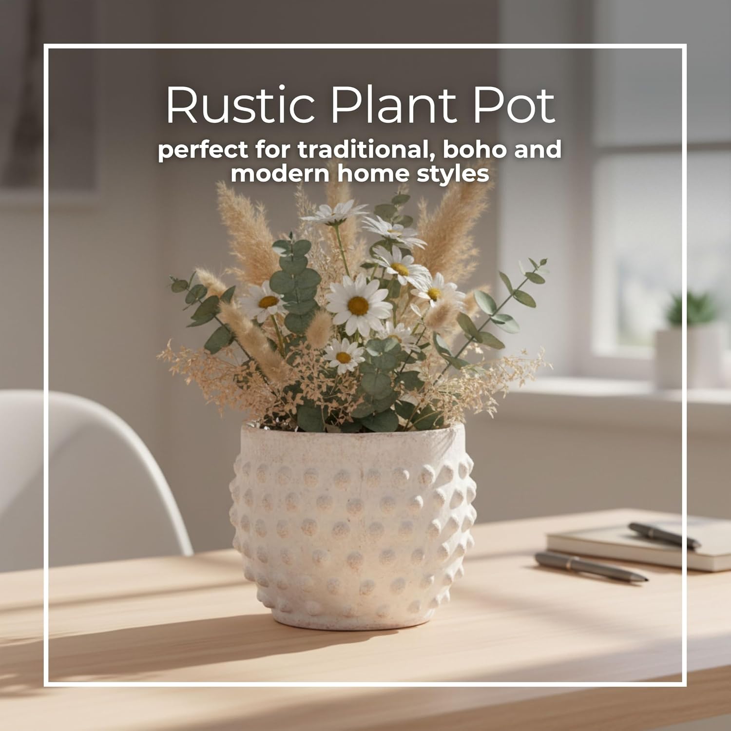 Garden Pottery Flower Pot with Bubble Texture – Decorative Round Terracota Planter for Indoor and Outdoor Plants –