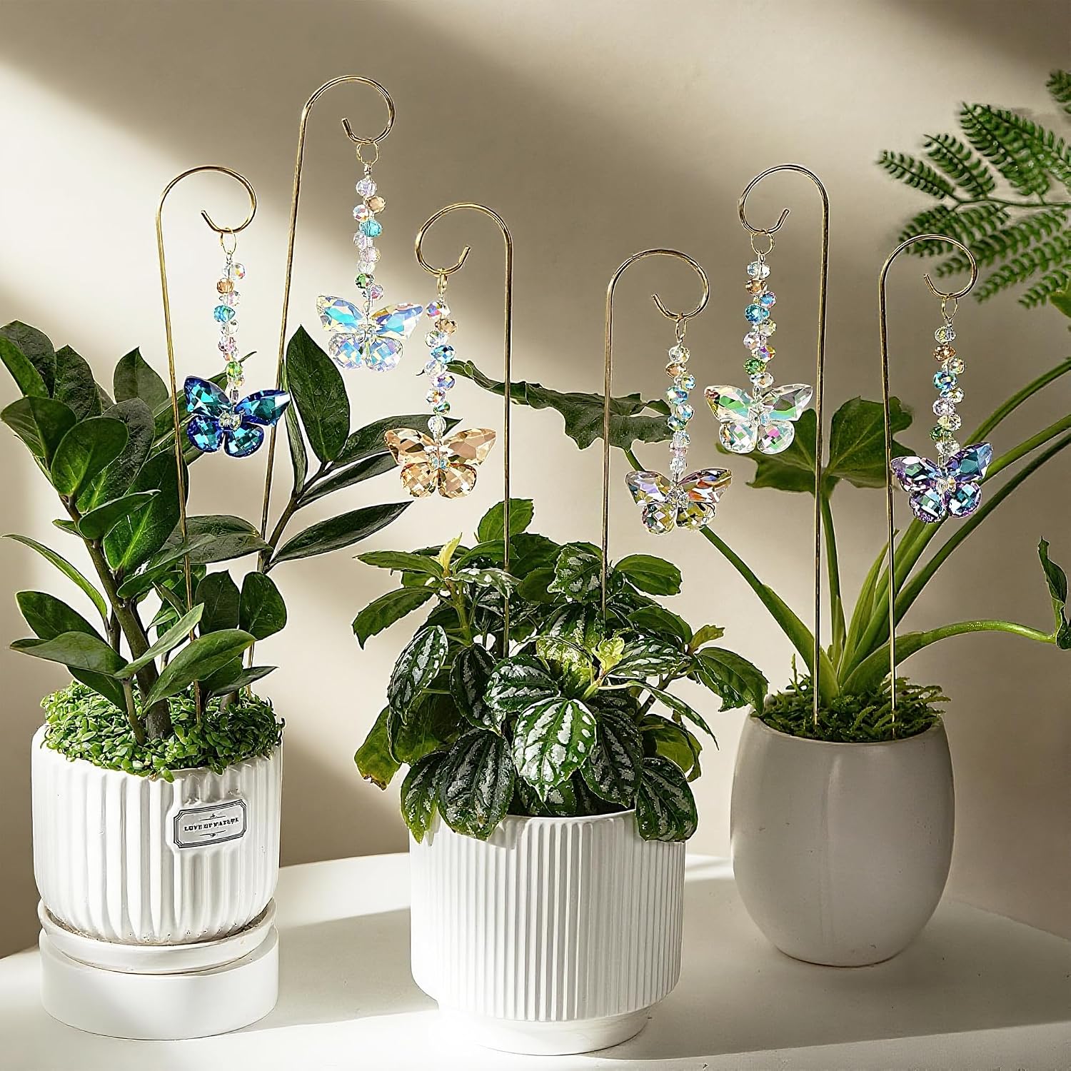 6 Pcs Colorful Butterfly Crystal Suncatcher Garden Plant Stake Plant Stake | Crystal Butterfly Garden Stakes Plant