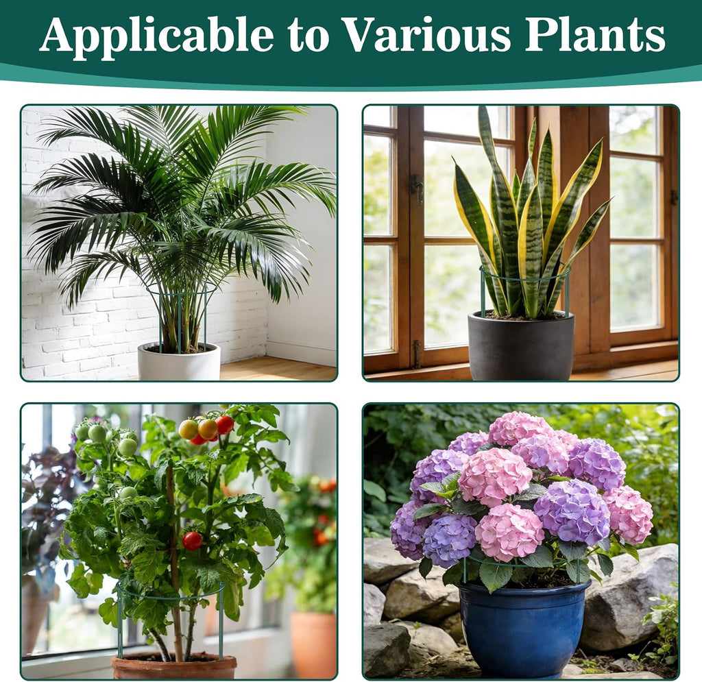 Unves 10 Pack Peony Cages and Supports, 13" W x 32" H Plant Support Stakes | Metal Peony Cage, Heavy-Duty Half Round