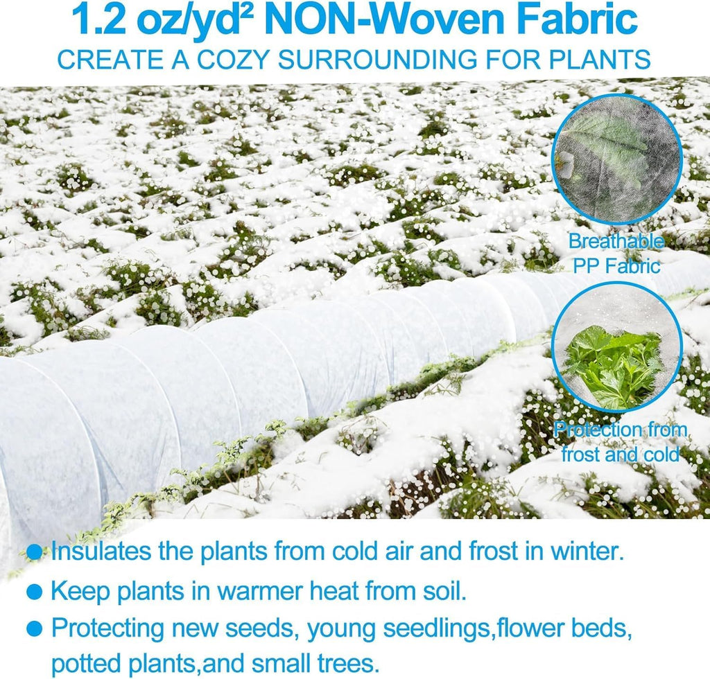NONMON 2 Pack Plant Covers Freeze Protection 10 x 30FT 1.2oz Frost Cloths | 2.2oz Trees Covers Frost Blanket Plant