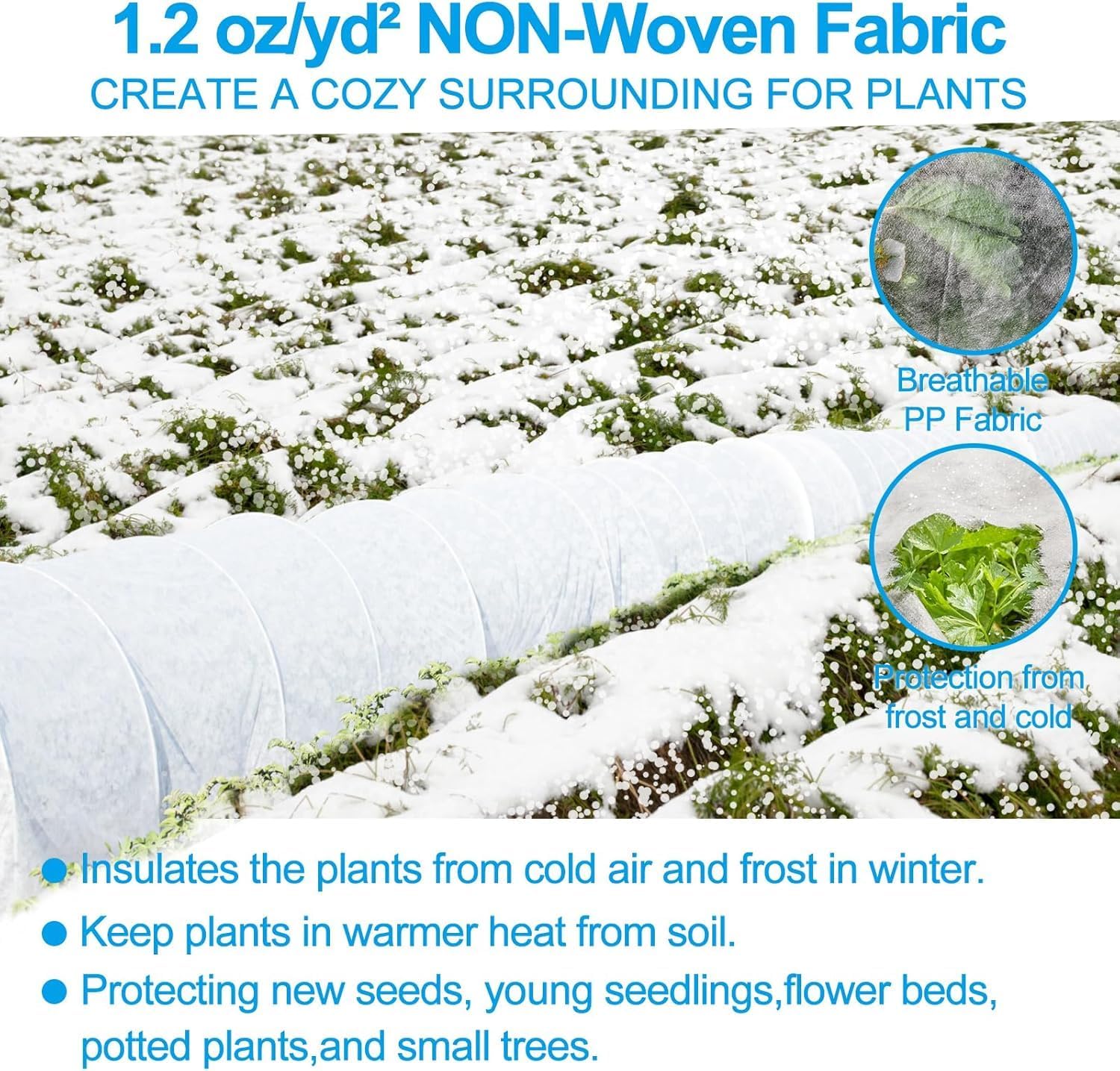 NONMON 2 Pack Plant Covers Freeze Protection 10 x 30FT 1.2oz Frost Cloths | 2.2oz Trees Covers Frost Blanket Plant