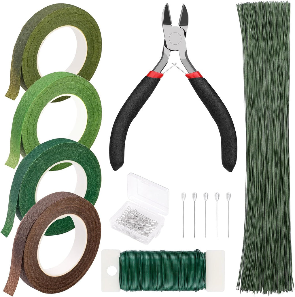 Green Floral Tape Wire Flower Arranging Tools Kit for Bouquets