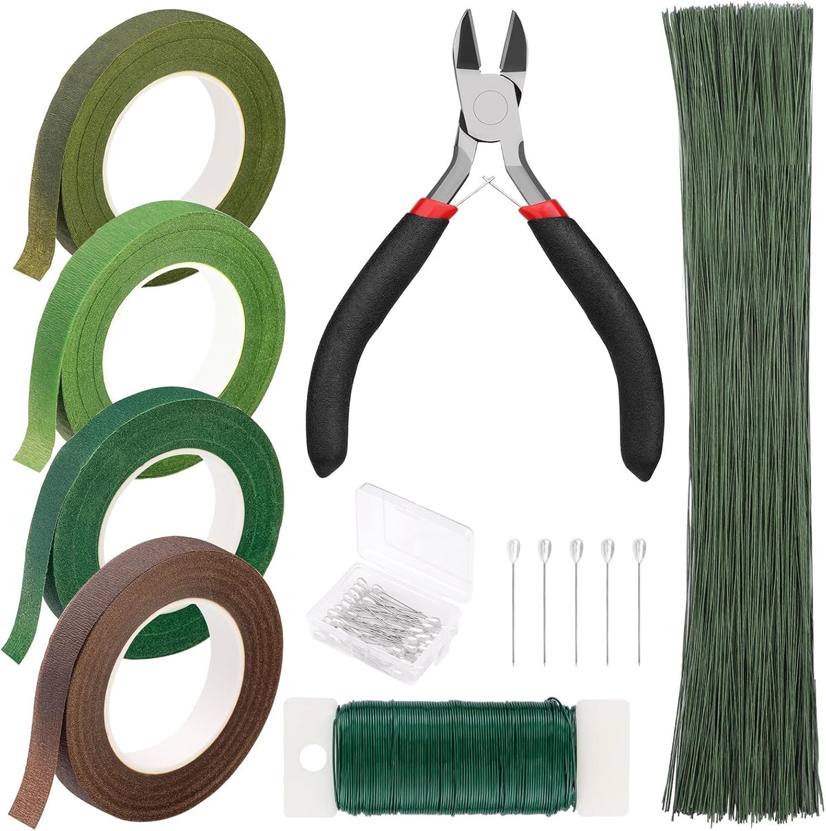 Green Floral Tape Wire Flower Arranging Tools Kit for Bouquets