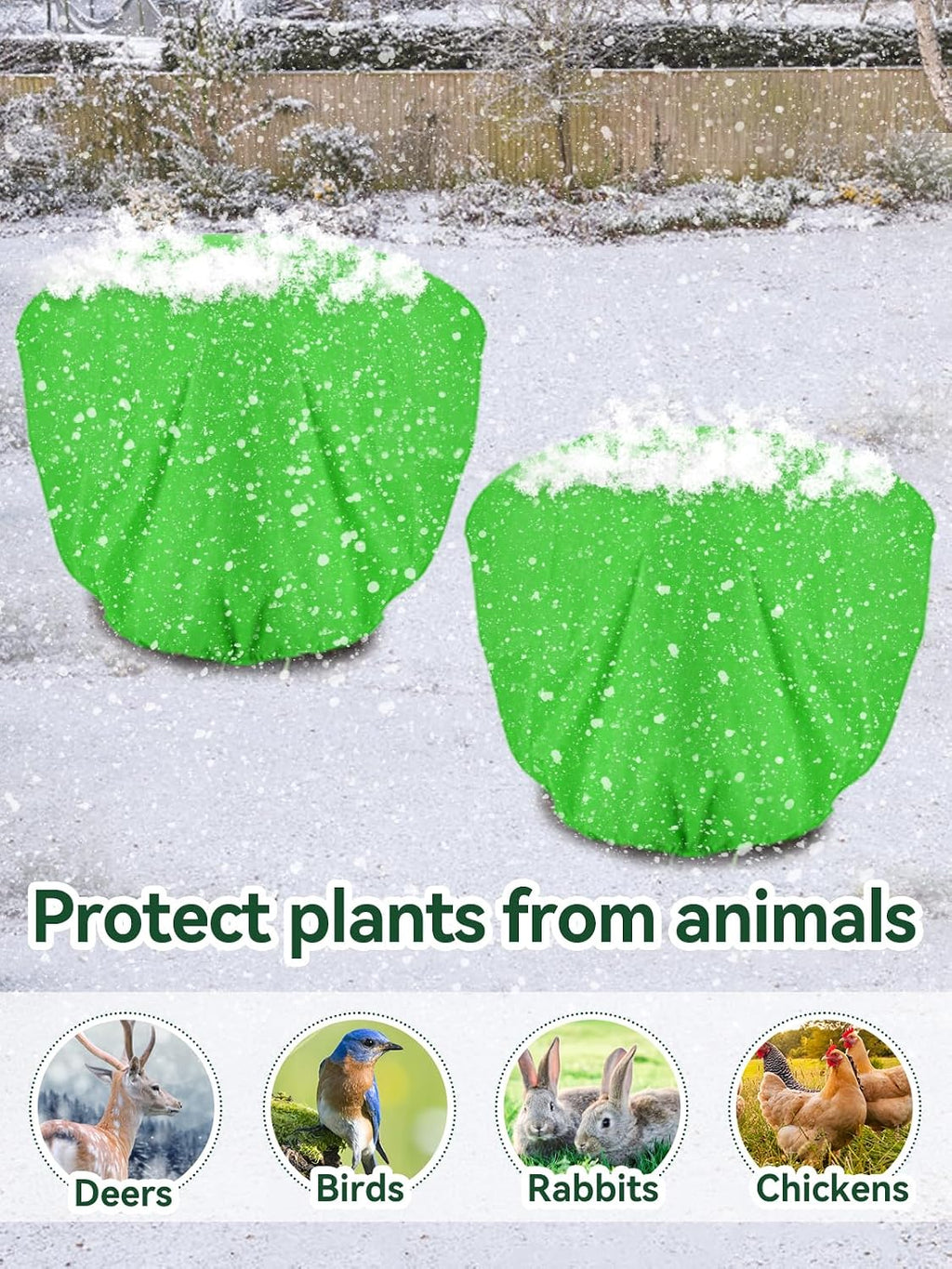 ANPHSIN 3 pcs 39.3in x 39.3in Plant Covers Freeze Protection - Winter Shrub Plant Protection Bags, Frost Blankets