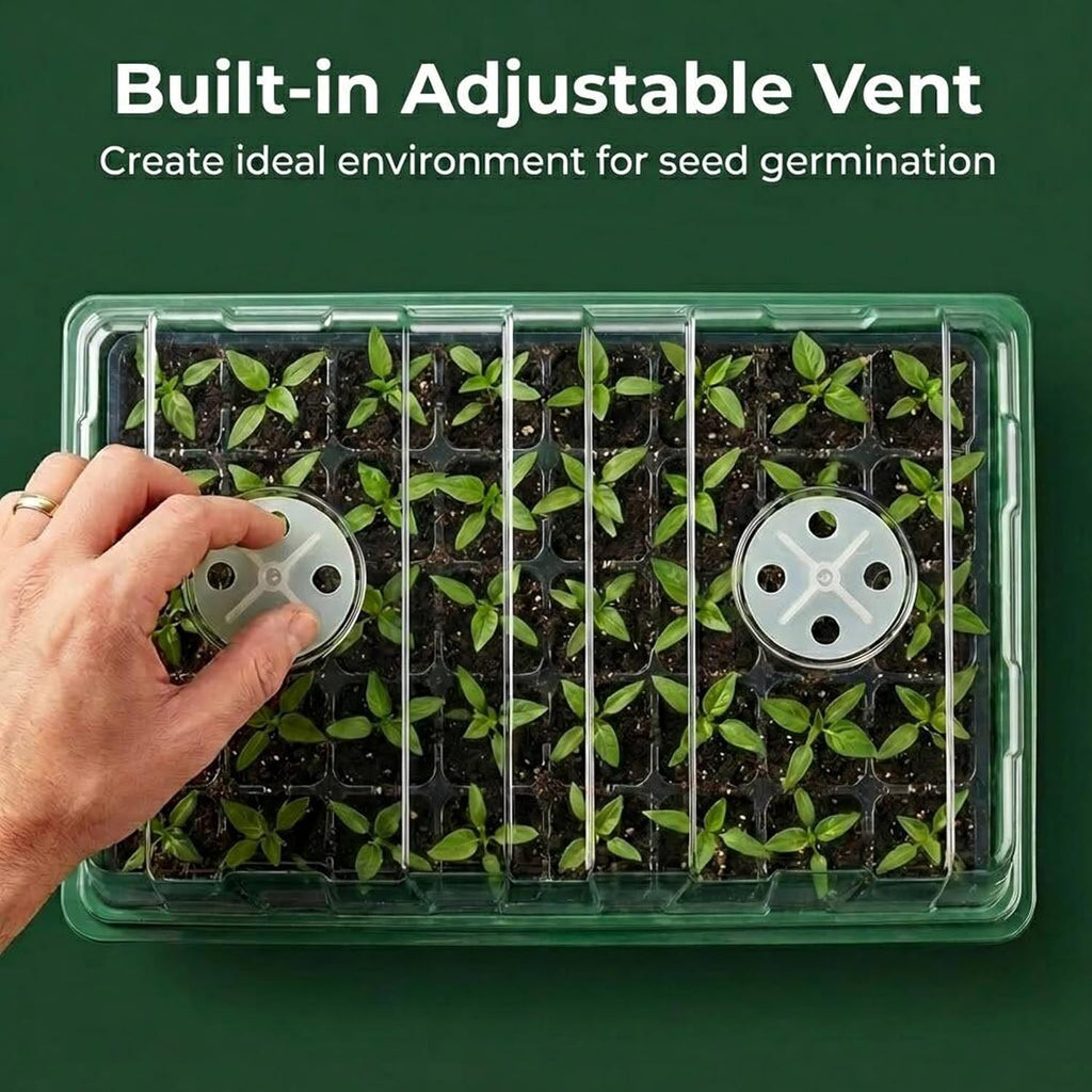 Gardzen 10 Pack 40 Cell BPA Free Seed Starter Tray Kit | Reusable Plant Germination Trays, Adjustable Vents, Sowing